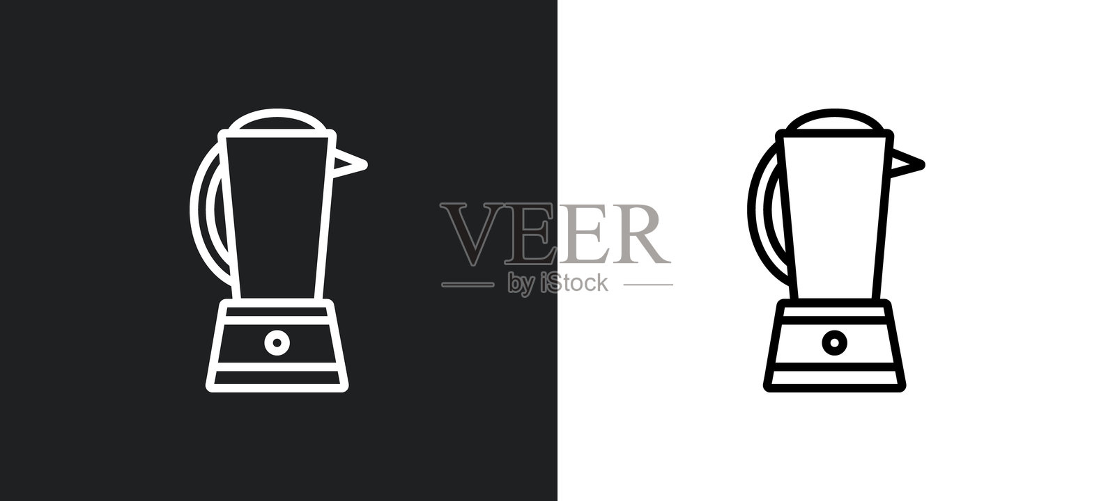 白色和黑色的搅拌机轮廓图标。来自酒精系列的搅拌机平面矢量图标，适用于网页、移动应用和用户界面。插画图片素材
