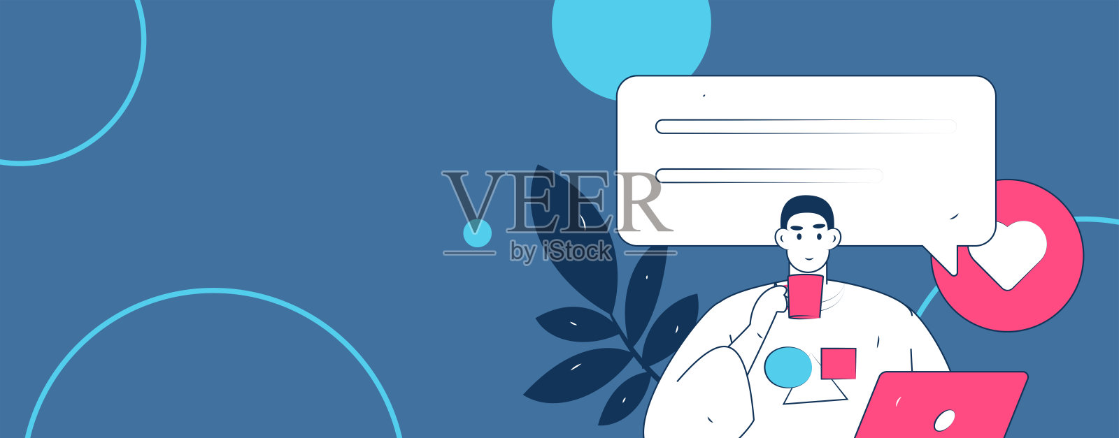 平面矢量插图展示商务人士在工作场景中操作插画图片素材