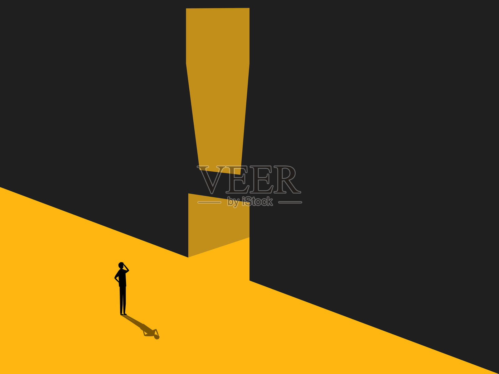 商业策略。商人与出口门的感叹号插画图片素材