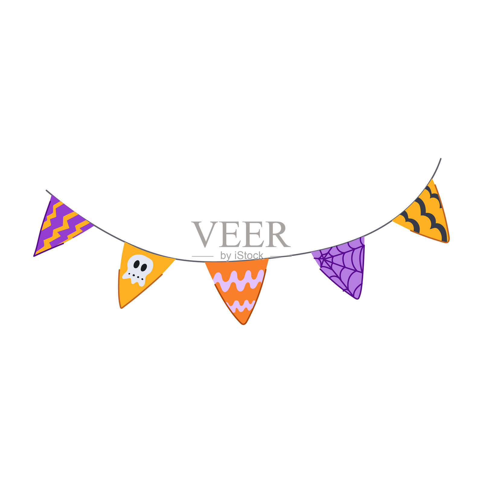 恐怖万圣节花环卡通矢量插图插画图片素材