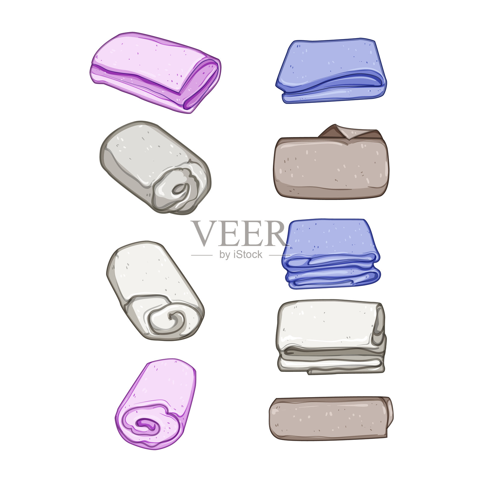 水疗毛巾套装卡通矢量插图插画图片素材