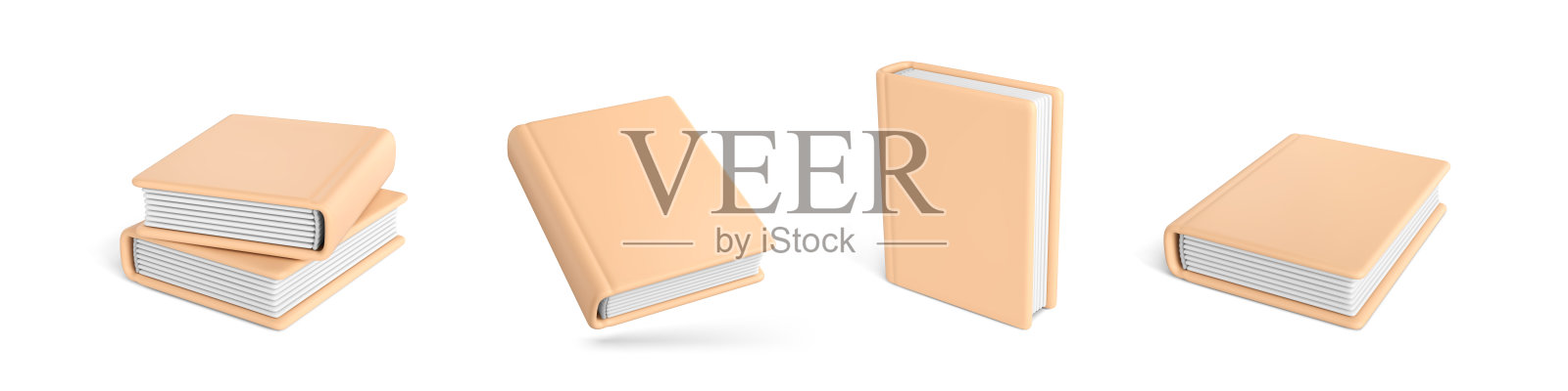 一组孤立在白色背景上的3D真实书籍。3D书籍图标。矢量插图插画图片素材