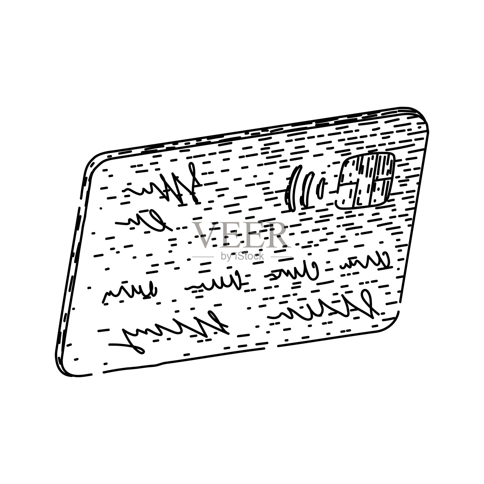 手绘信用卡平衡草图矢量图插画图片素材