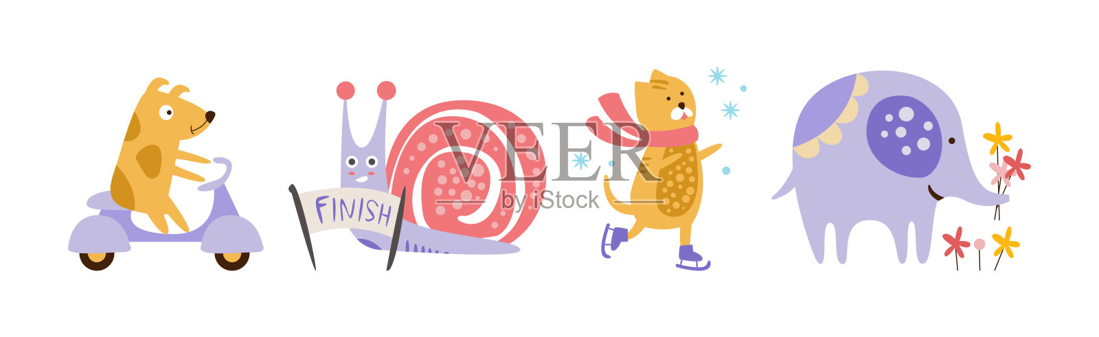 参与不同活动的可爱动物角色矢量图集插画图片素材