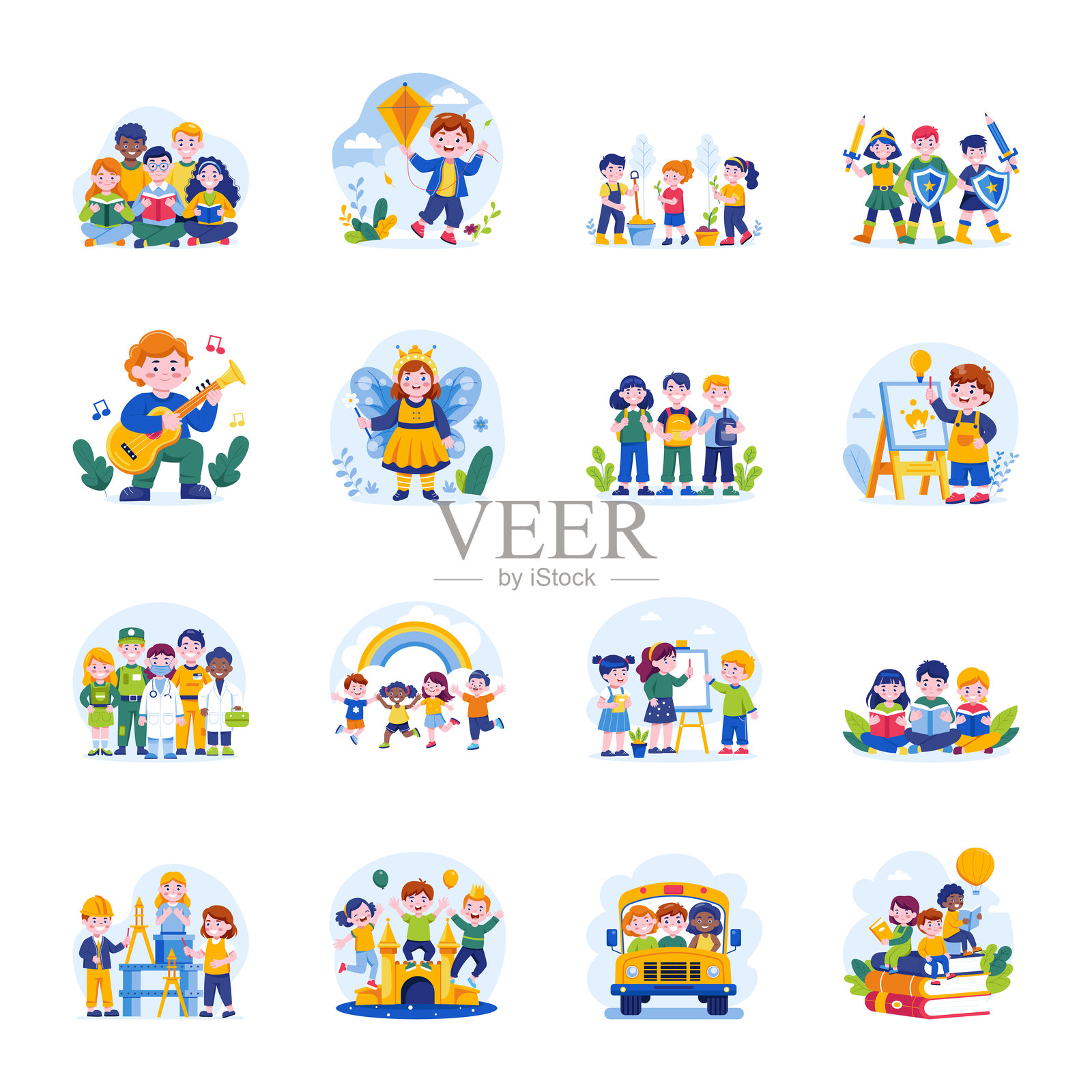 平面风格儿童日插图集插画图片素材