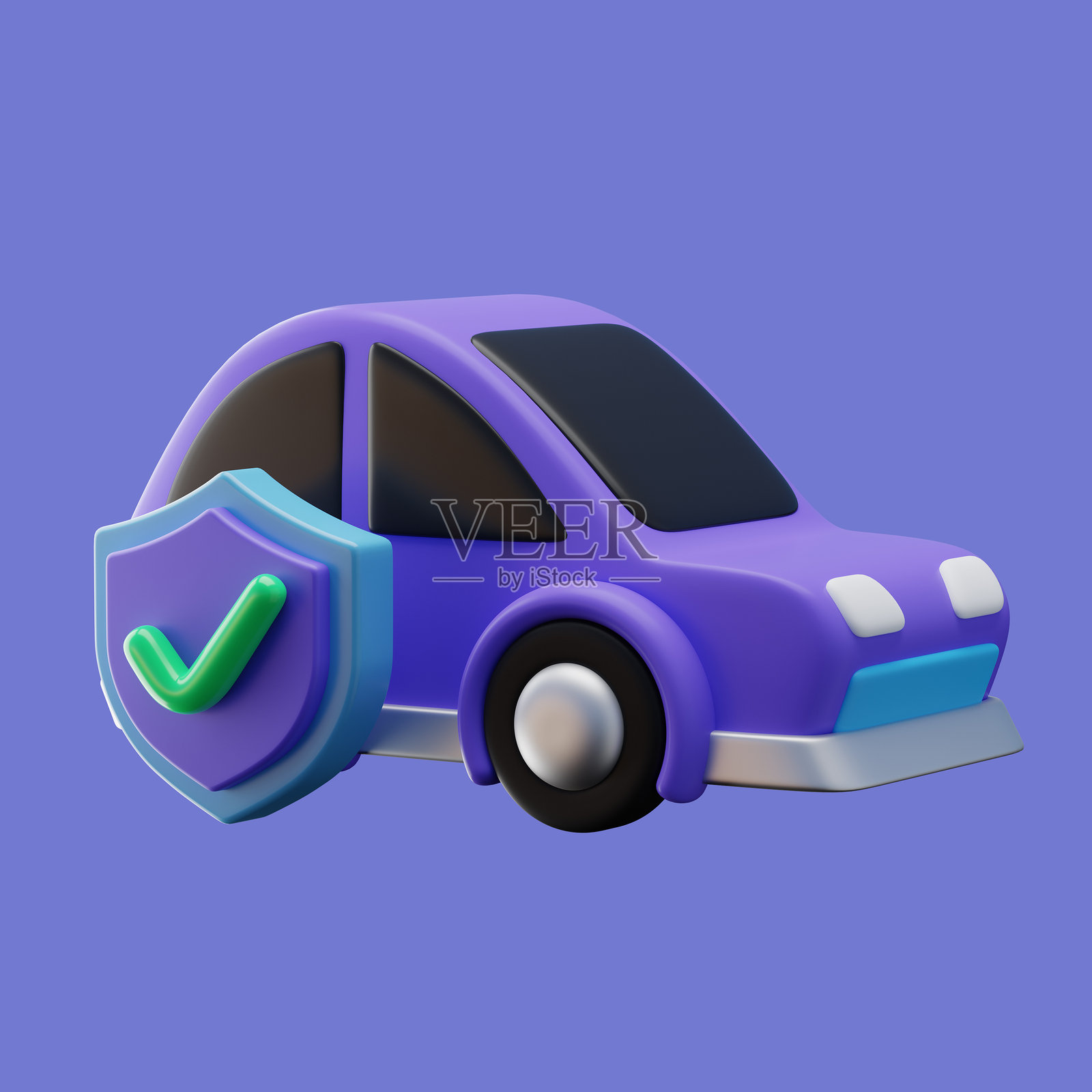 汽车保险保护 3D 插图照片摄影图片