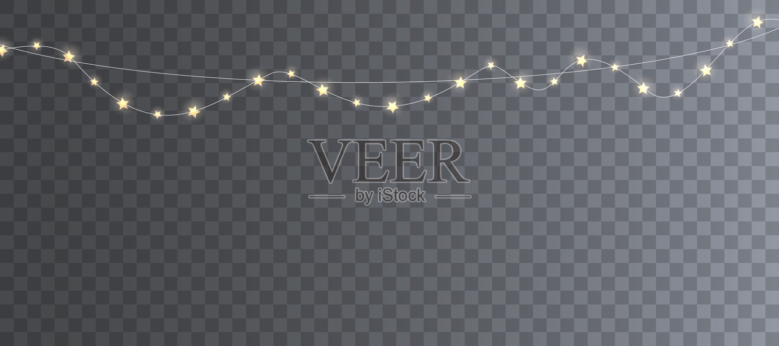 透明背景上的矢量花环和黄色灯光闪烁。节日灯串，矢量插图 10 EPS插画图片素材