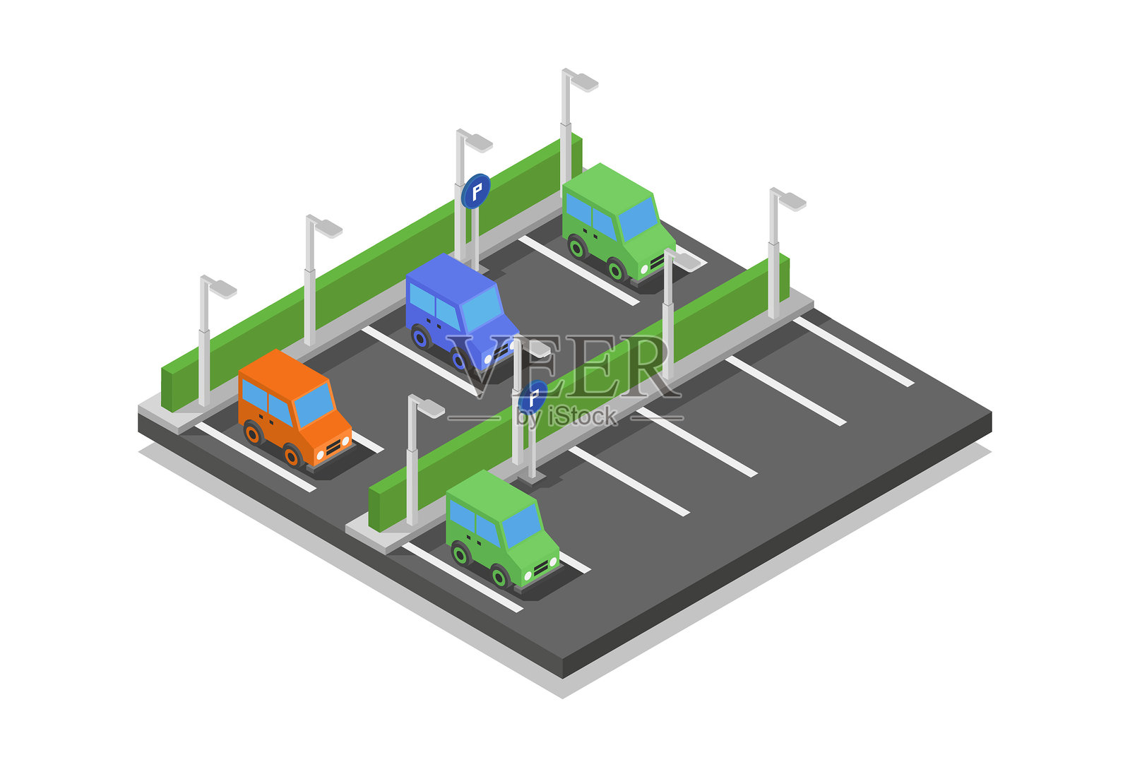 等距停车插画图片素材
