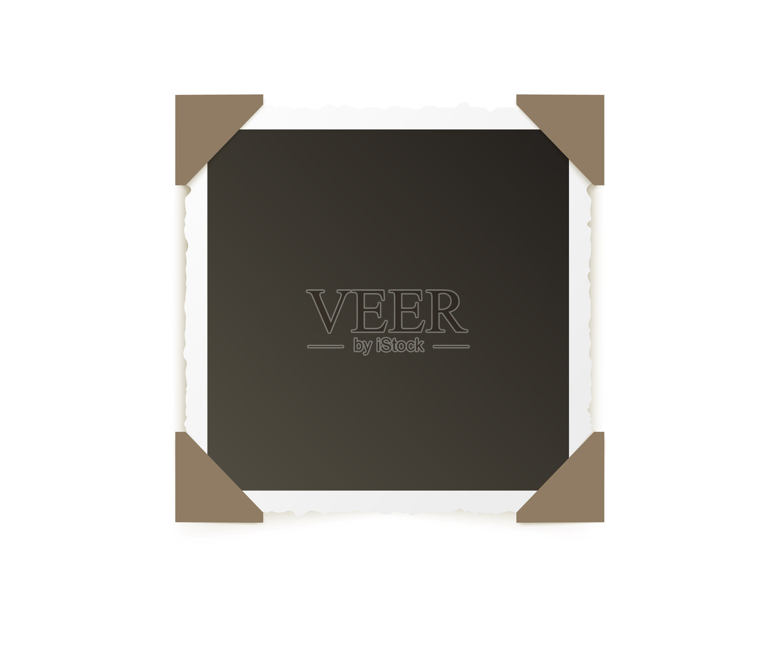 复古照片框架。用于数字剪贴簿相册的复古真实照片。带阴影和透明贴纸的旧空白图片。插画图片素材