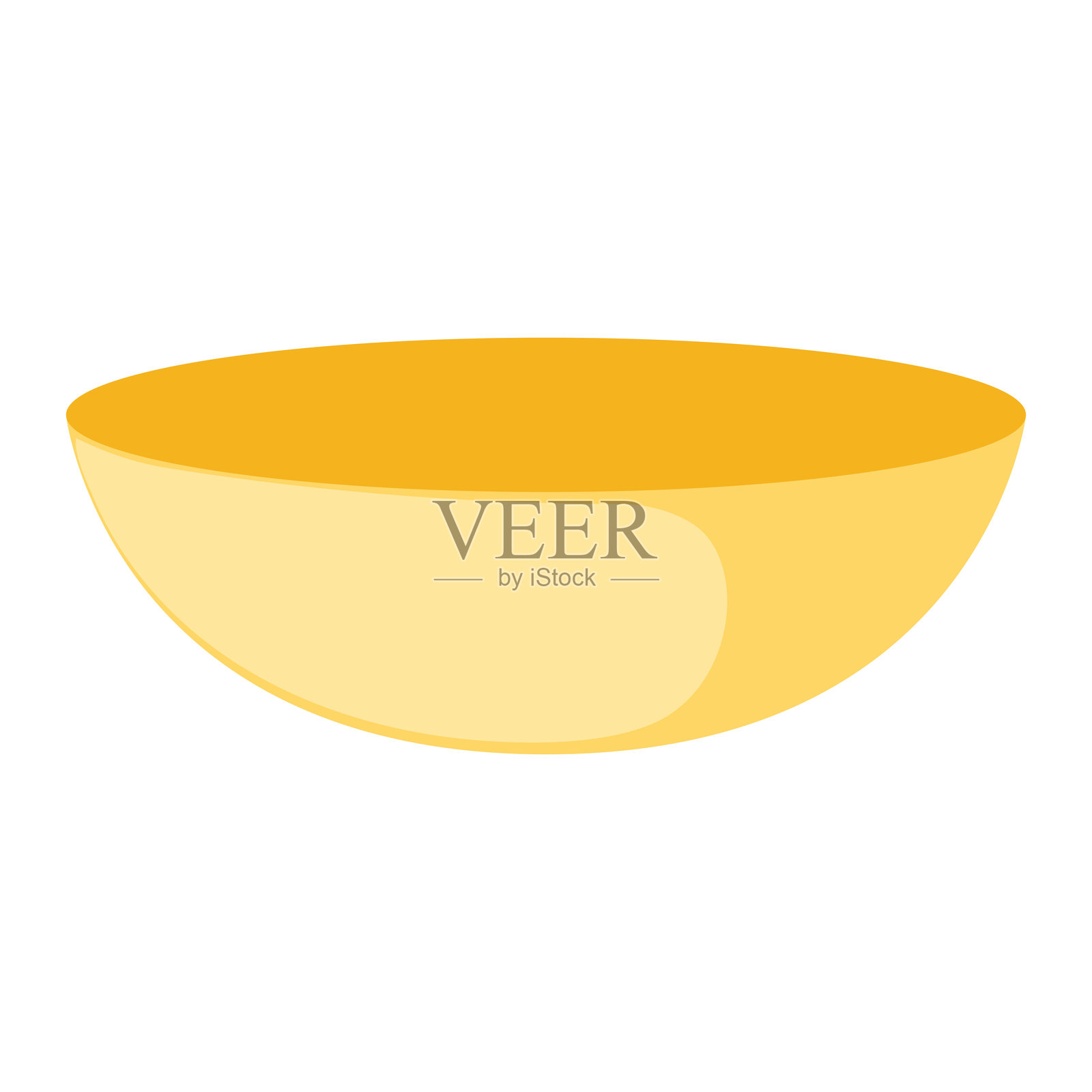 金色圆形碗，设计光滑，矢量图插画图片素材
