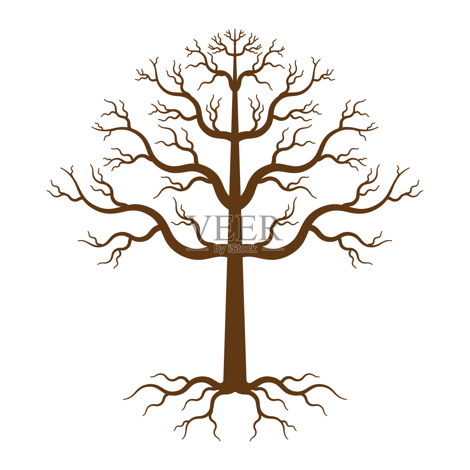 树木剪影。树干符号标志。森林logo。矢量插图。插画图片素材