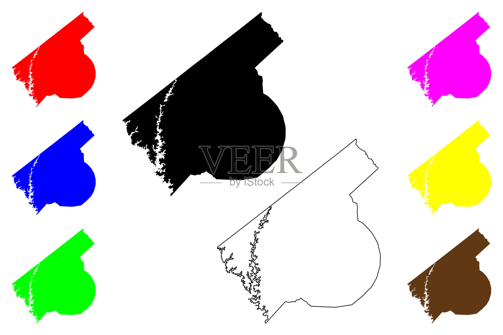 南卡罗来纳州阿贝维尔县地图矢量插图，涂鸦风格阿贝维尔地图插画图片素材
