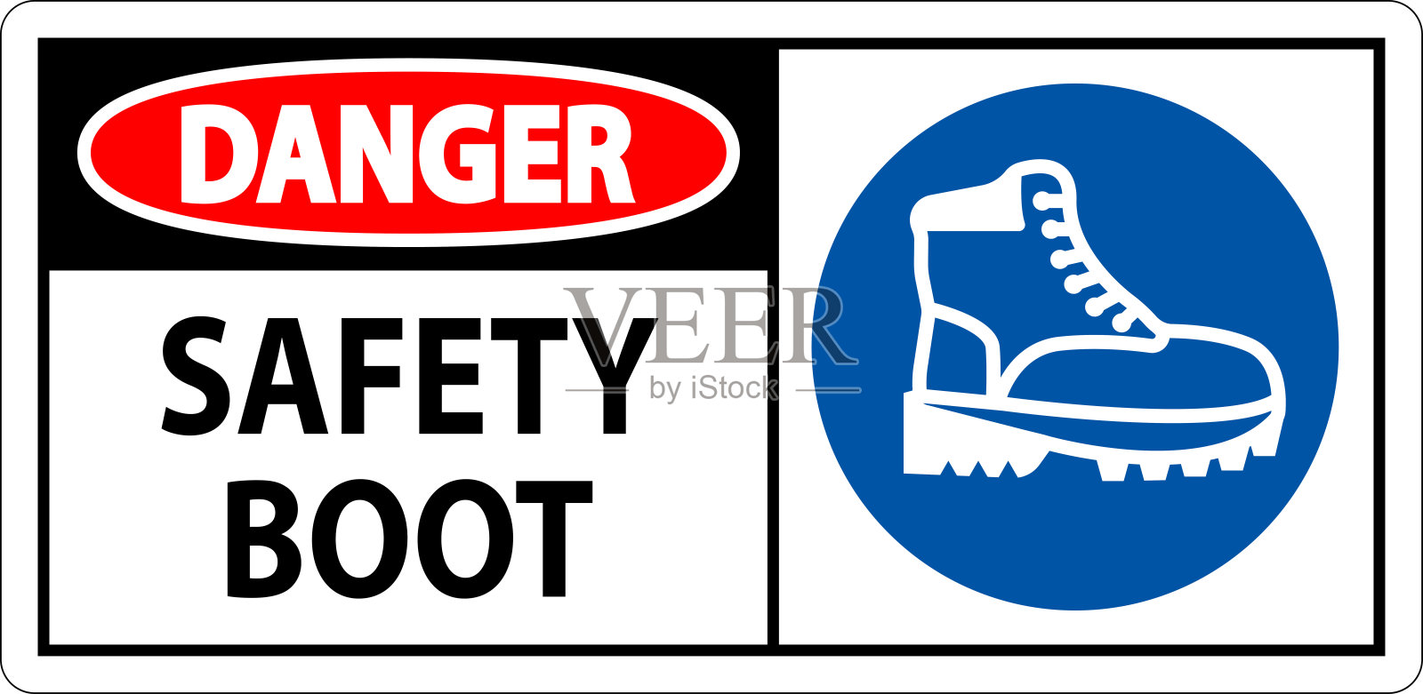 危险安全靴标志，适用于工作场所或建筑区域插画图片素材