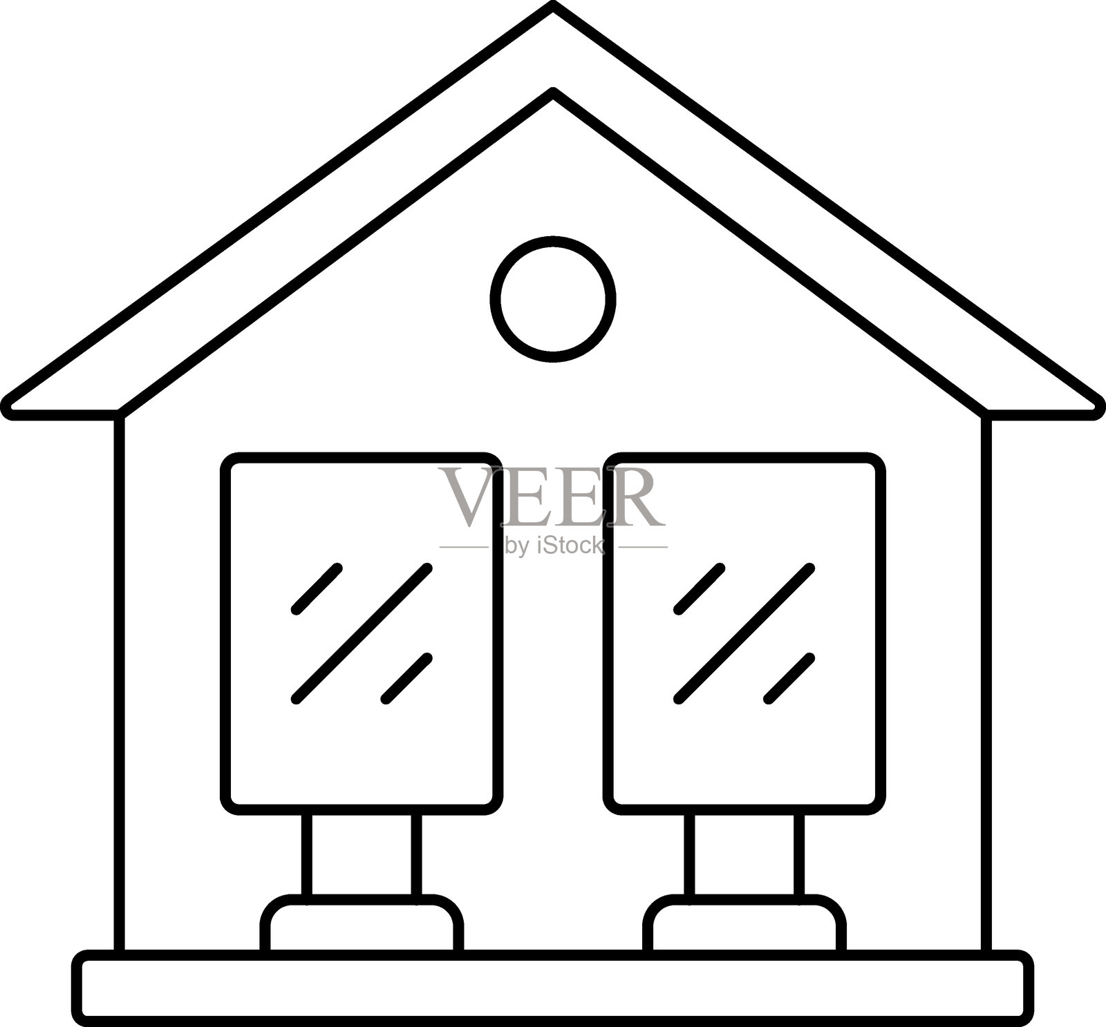 镜子屋图标风格插画图片素材