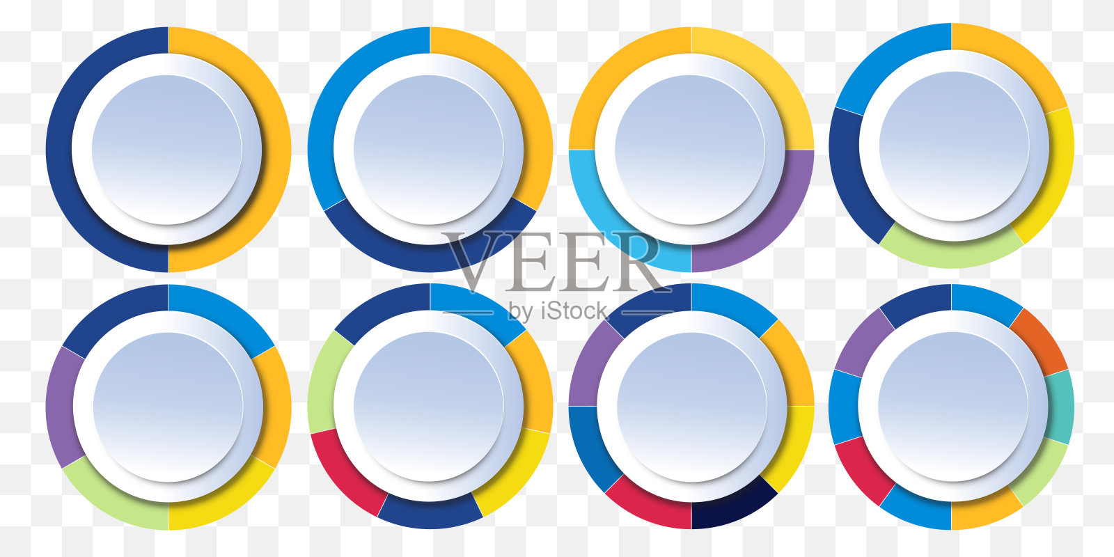 多彩的圆形图表用于信息图表和数据可视化插画图片素材