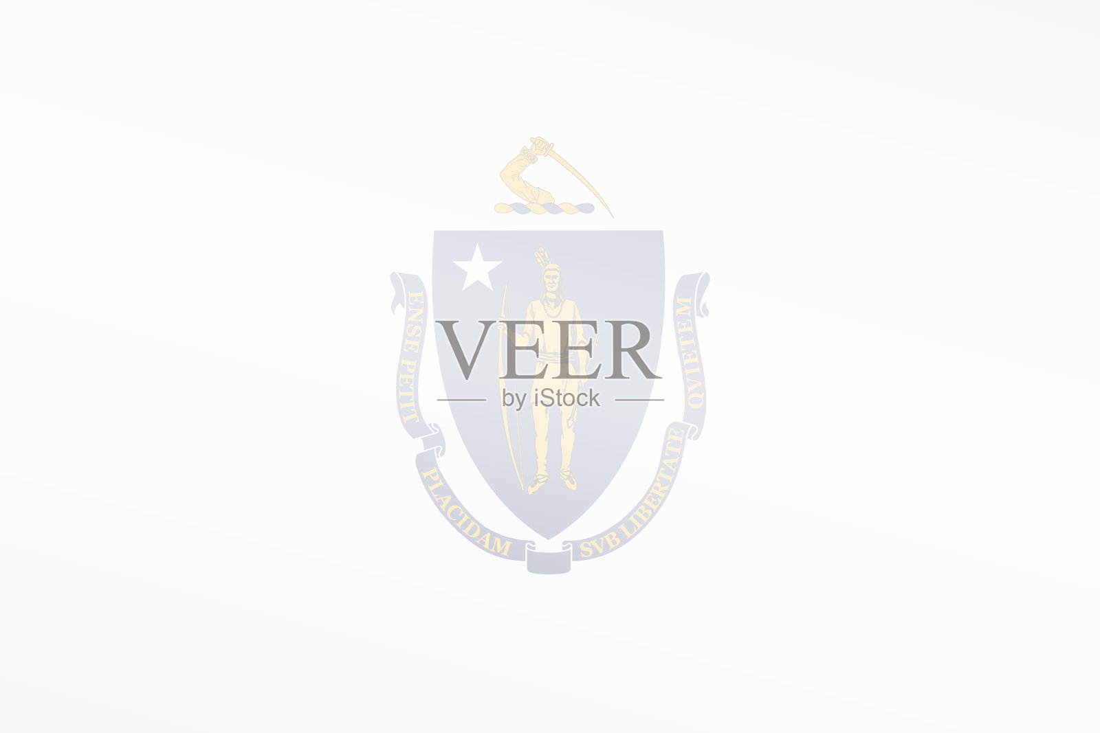 马萨诸塞州的轻透明风格旗帜 - 矢量背景插画图片素材