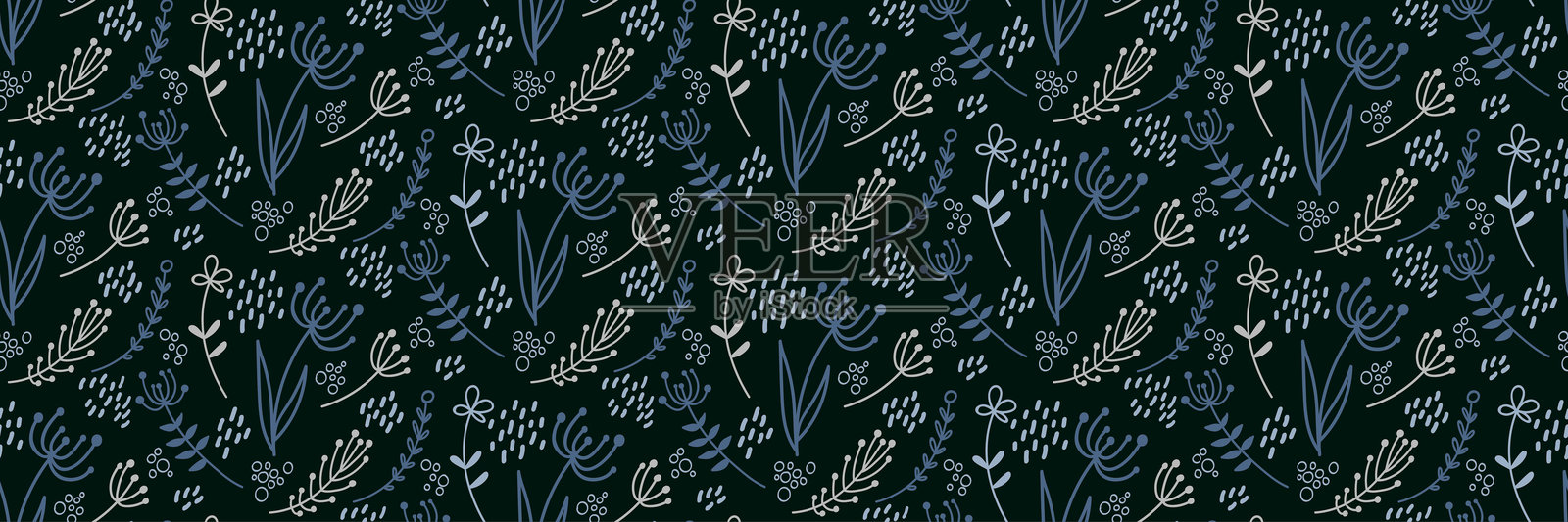 简单的花卉无缝图案，带有涂鸦花朵插画图片素材