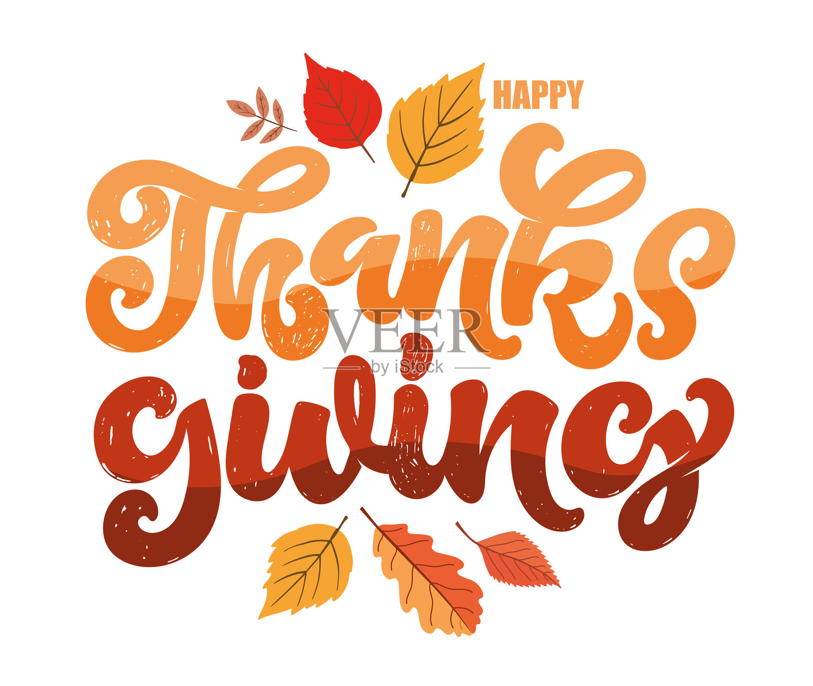 感恩节字母设计。表达感谢。适用于T恤设计、杯子印刷、袋子印刷和服装时尚。100% 手绘矢量图像。插画图片素材