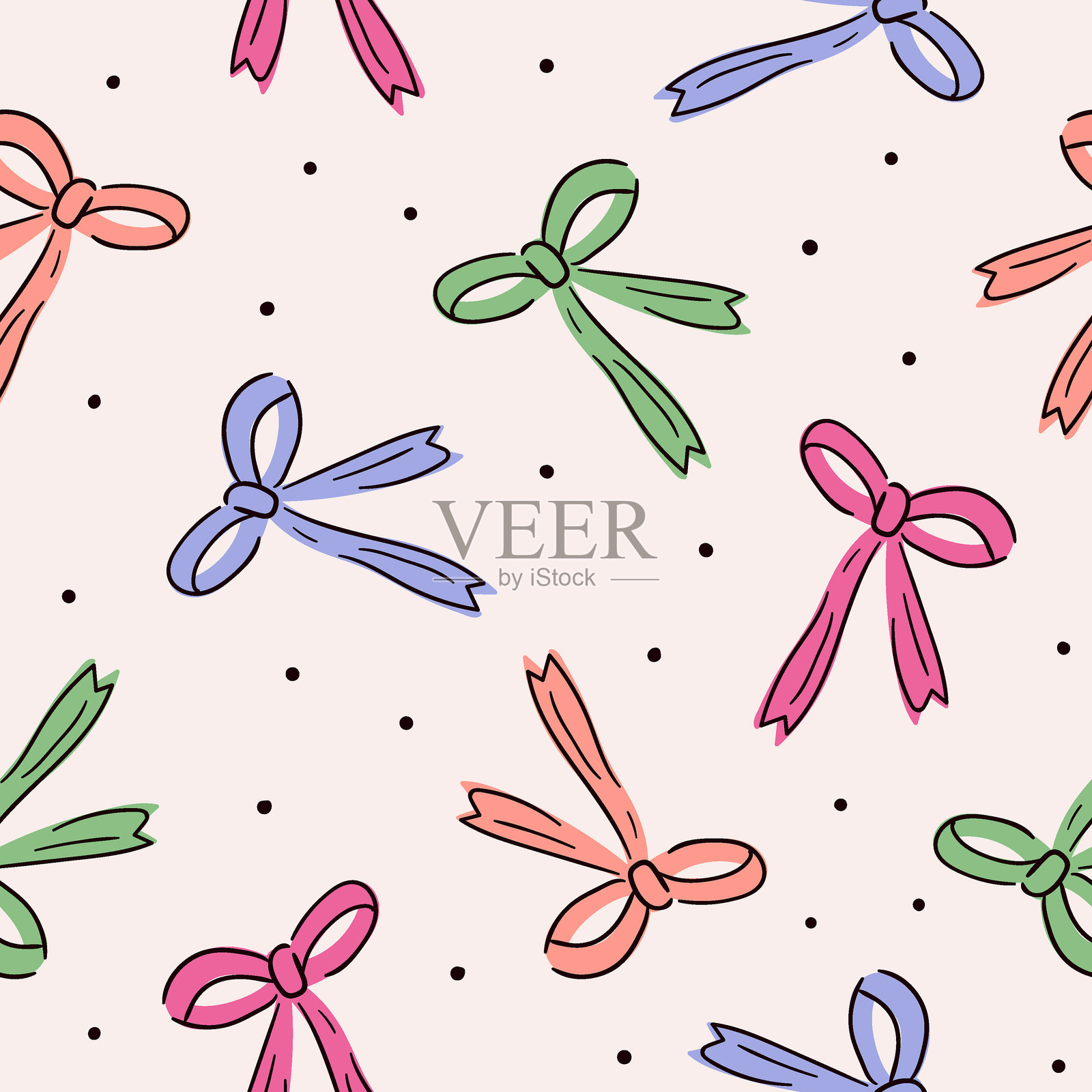 丝带图案 丝带背景 娇媚蝴蝶结图案插画图片素材