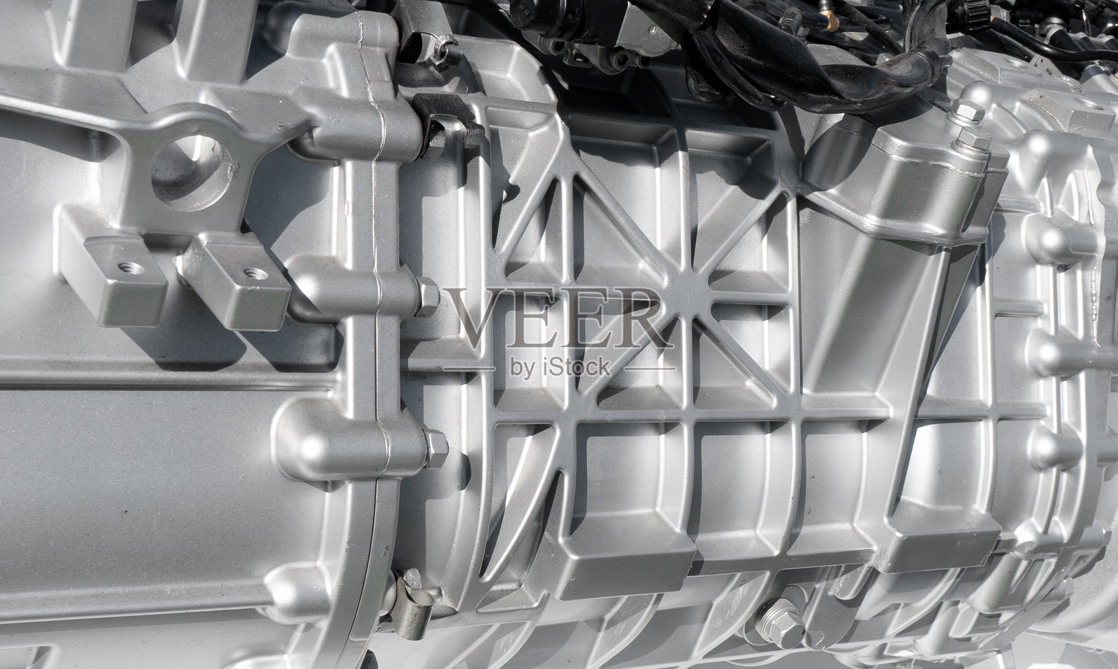 汽车自动变速器。汽车自动换挡纹理背景。现代重型卡车或公交车的自动变速器。照片摄影图片