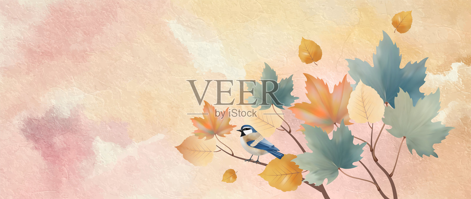 抽象水彩秋季横幅插画图片素材