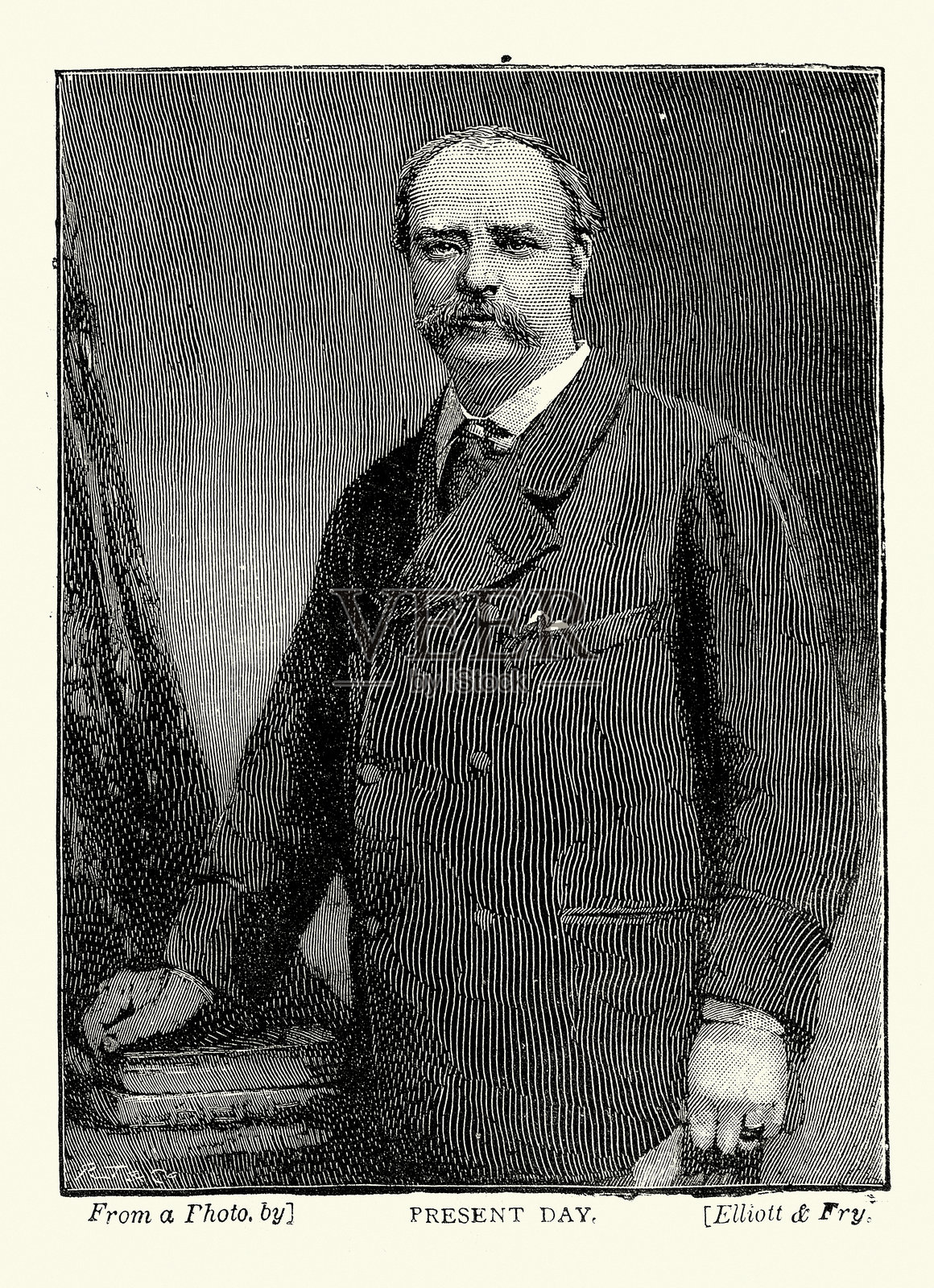 查尔斯·斯坦利，英国男中音歌剧歌手，1834年出生于利物浦，维多利亚时代，1890年代，19世纪风格插画图片素材