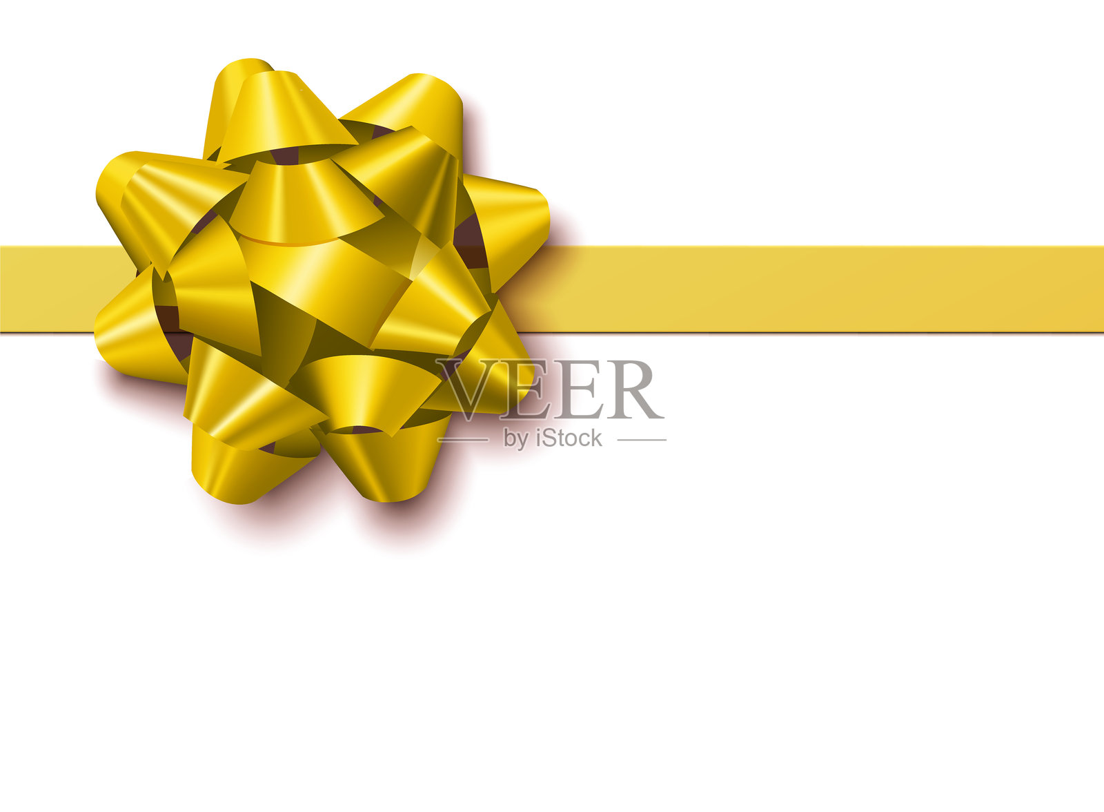 优雅光滑的金色蝴蝶结与横向丝带，矢量插图插画图片素材