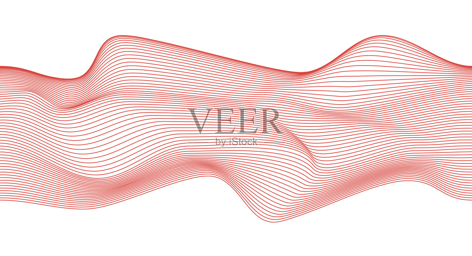 未来风格的波浪曲线红线。设计用的抽象波浪元素。风格化的线条艺术背景。插画图片素材