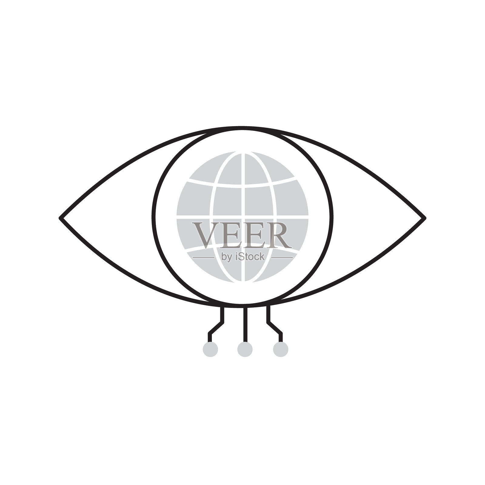 AI驱动的全球视觉识别眼睛矢量图标设计插画图片素材