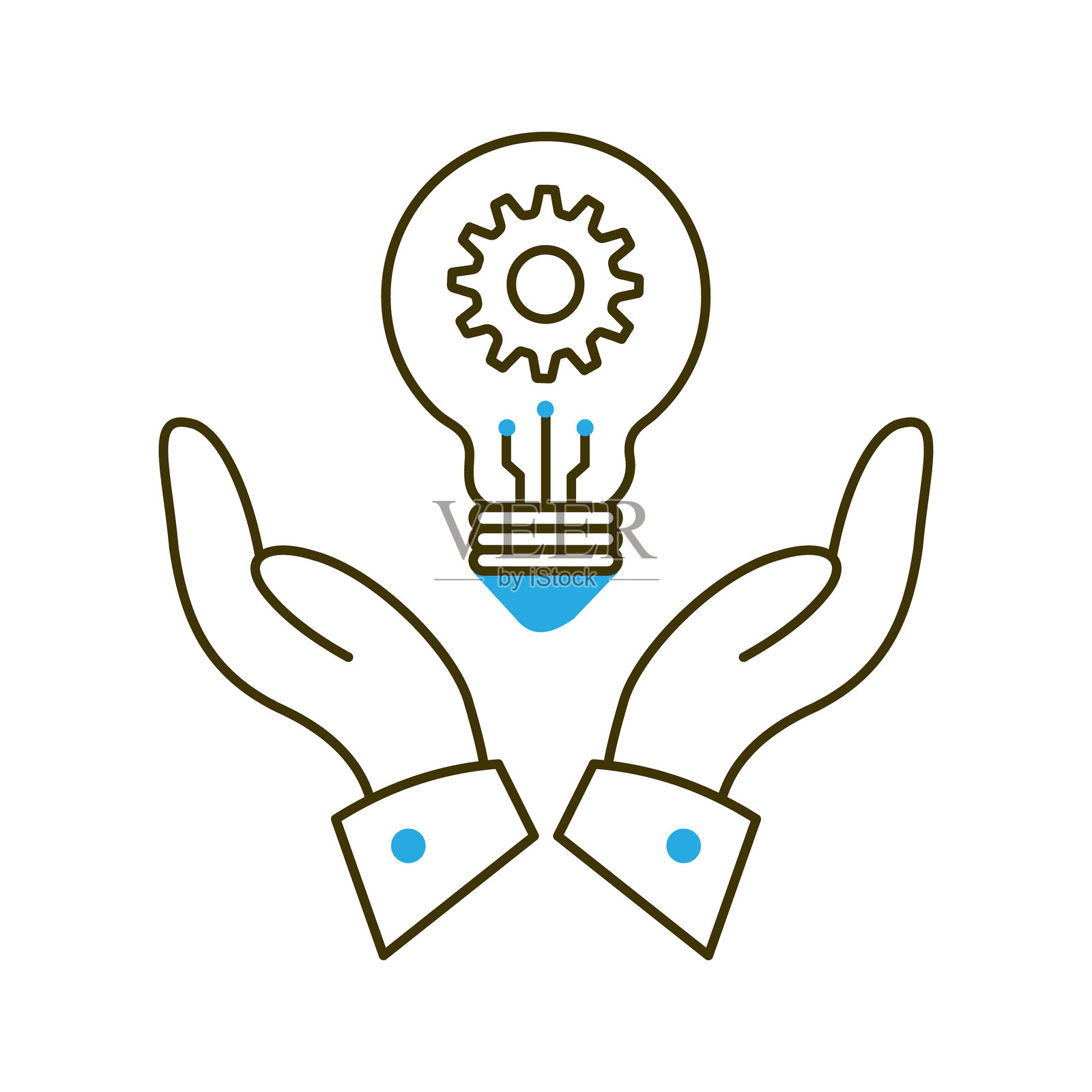 AI创新保护与安全矢量图标设计，创意安全，灯泡，科技安全插画图片素材