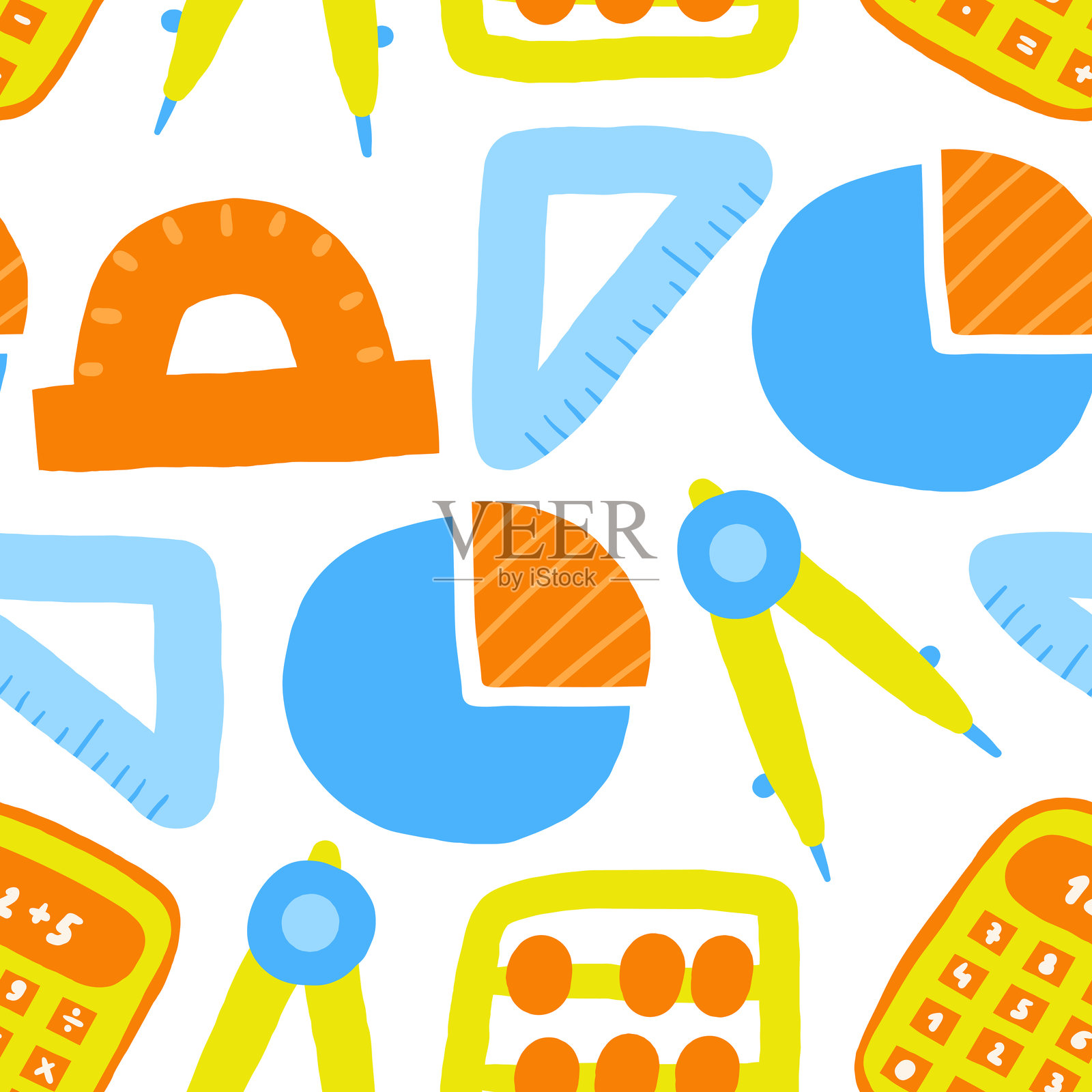 可爱的科学主题无缝图案插画图片素材