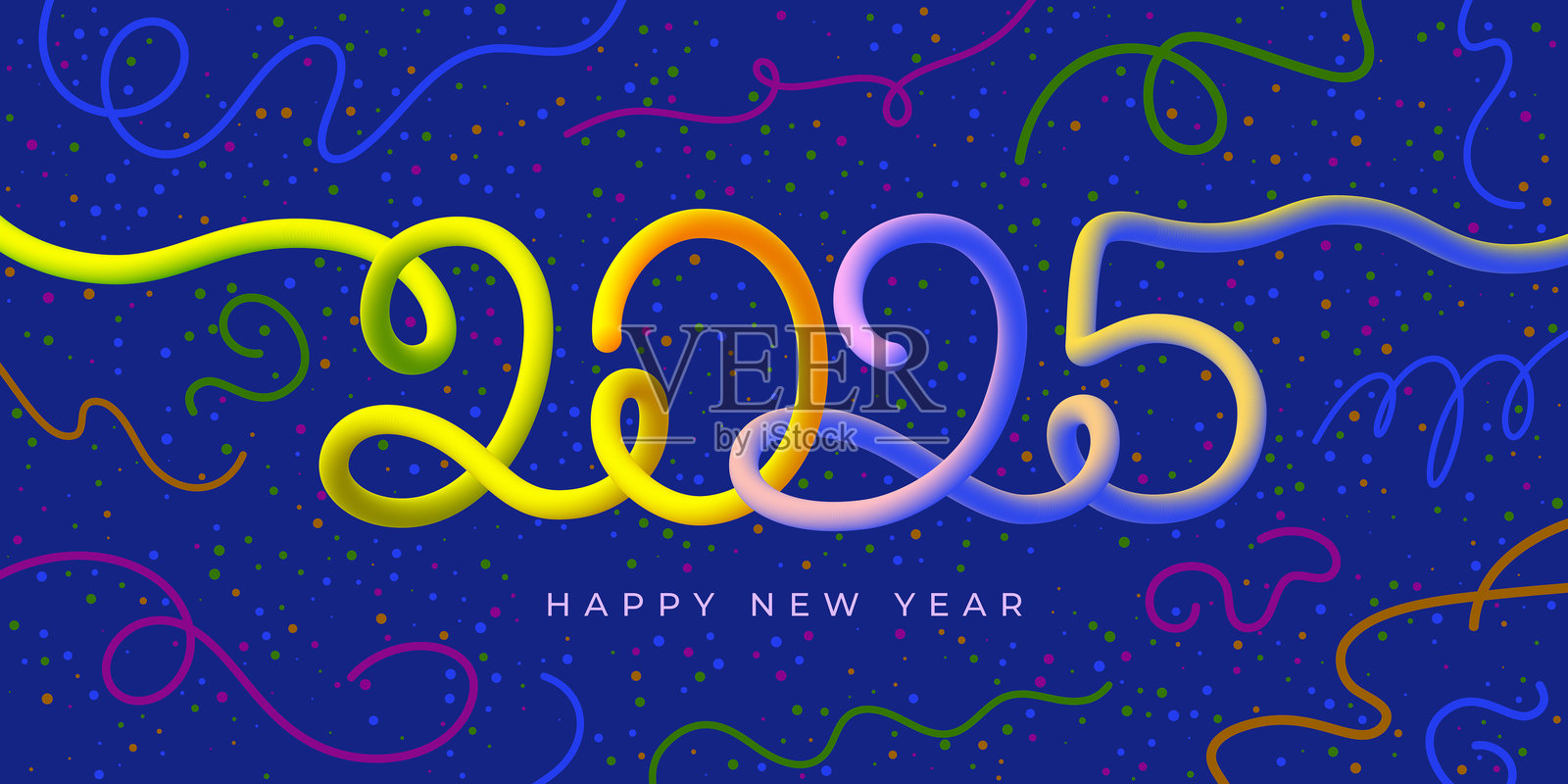 2025年新年快乐横幅模板插画图片素材