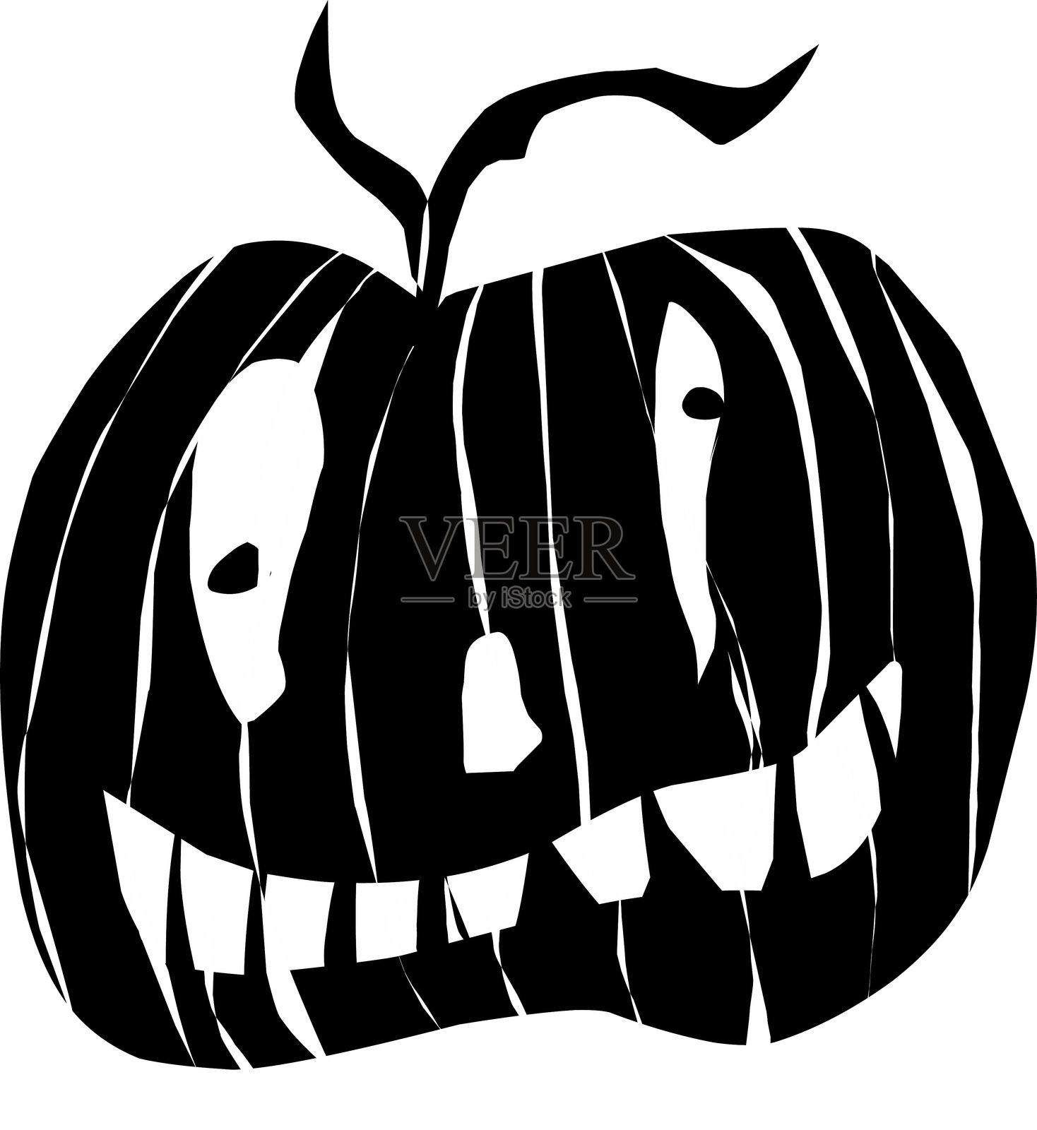 万圣节南瓜可怕的卡通简单扁平设计插画图片素材