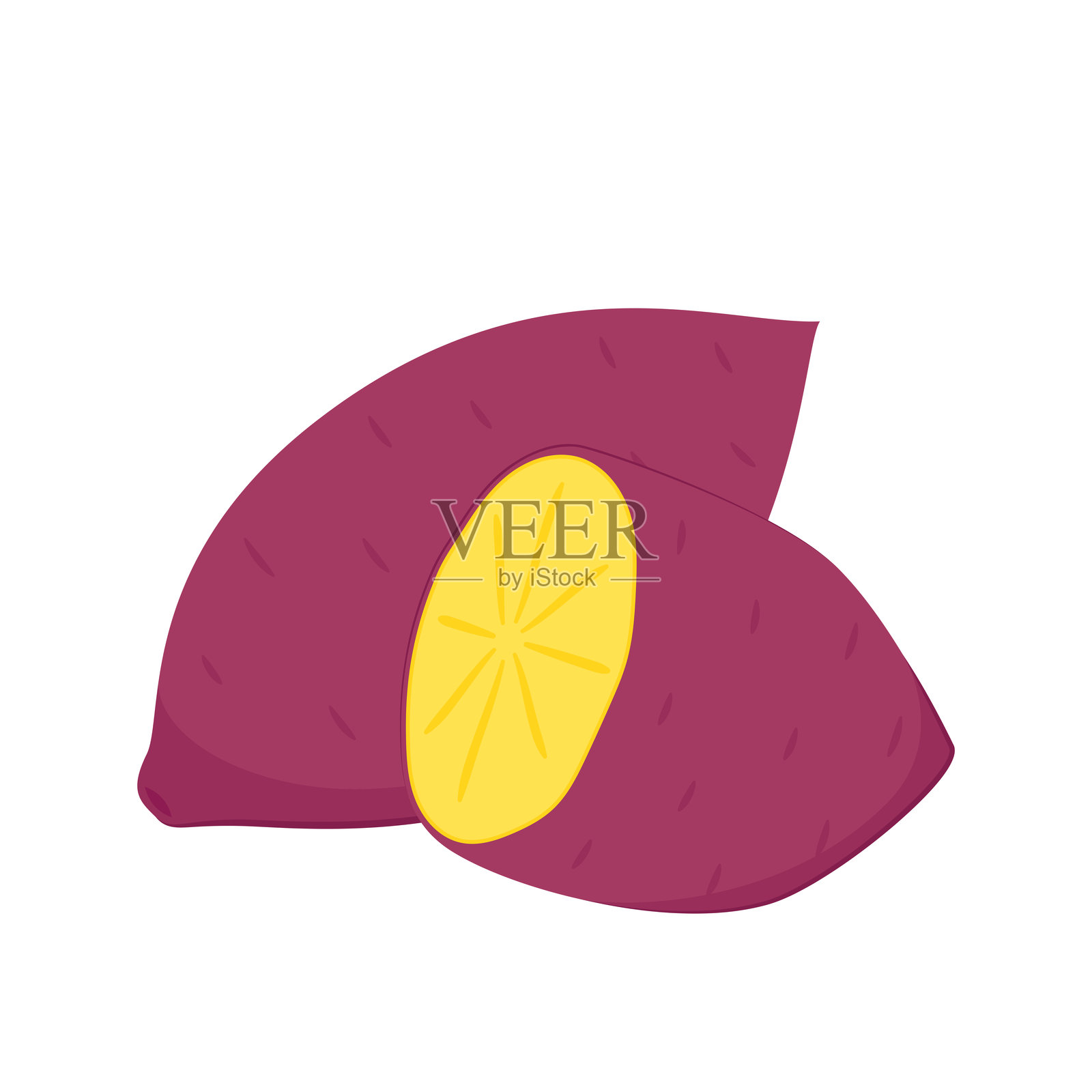 红薯。有机健康蔬菜。新鲜天然根茎。以矢量卡通平面风格制作。烤红薯。日本红薯。插画图片素材