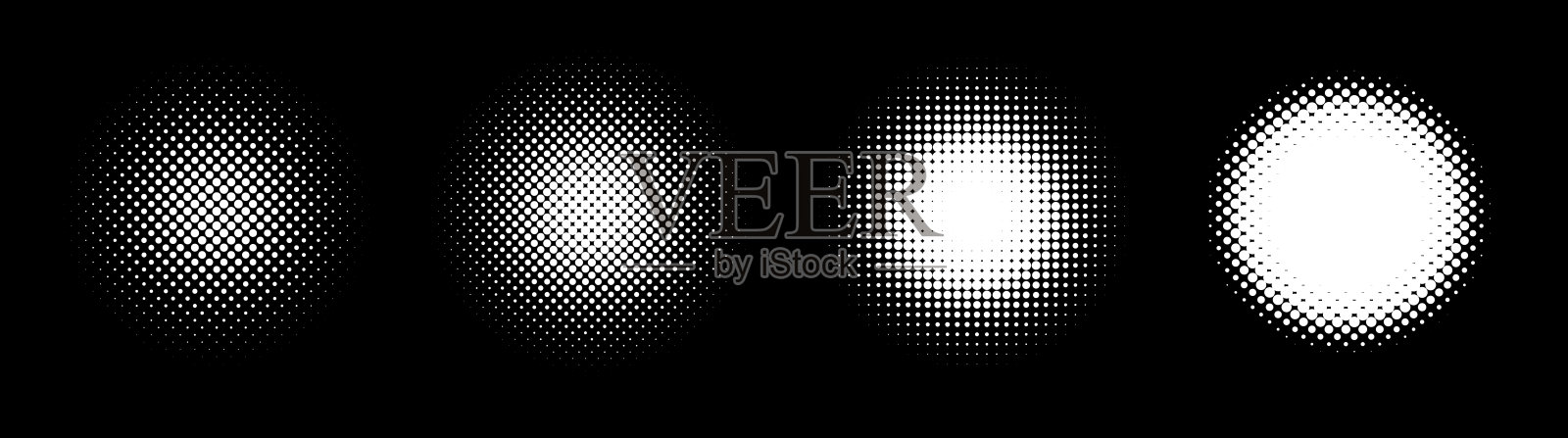 半色调单色圆圈集。矢量插图插画图片素材