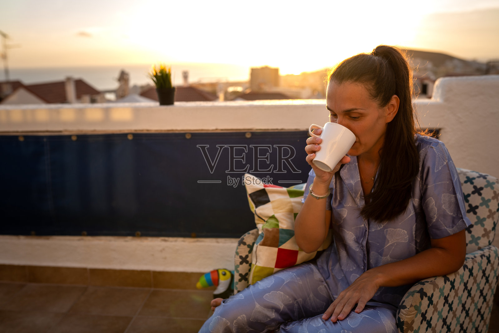 咖啡与日落照片摄影图片