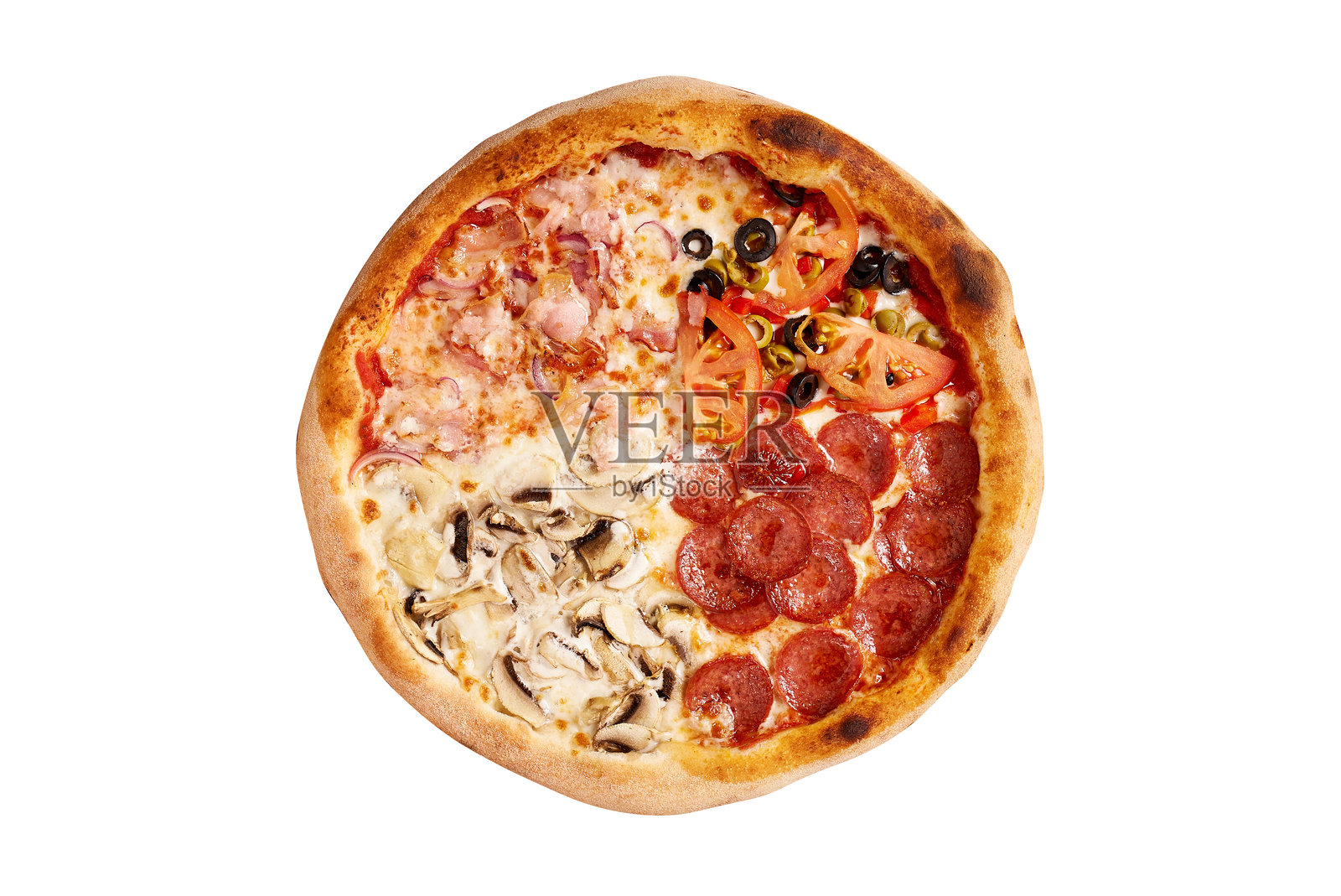 美味的比萨，孤立在白色背景上照片摄影图片