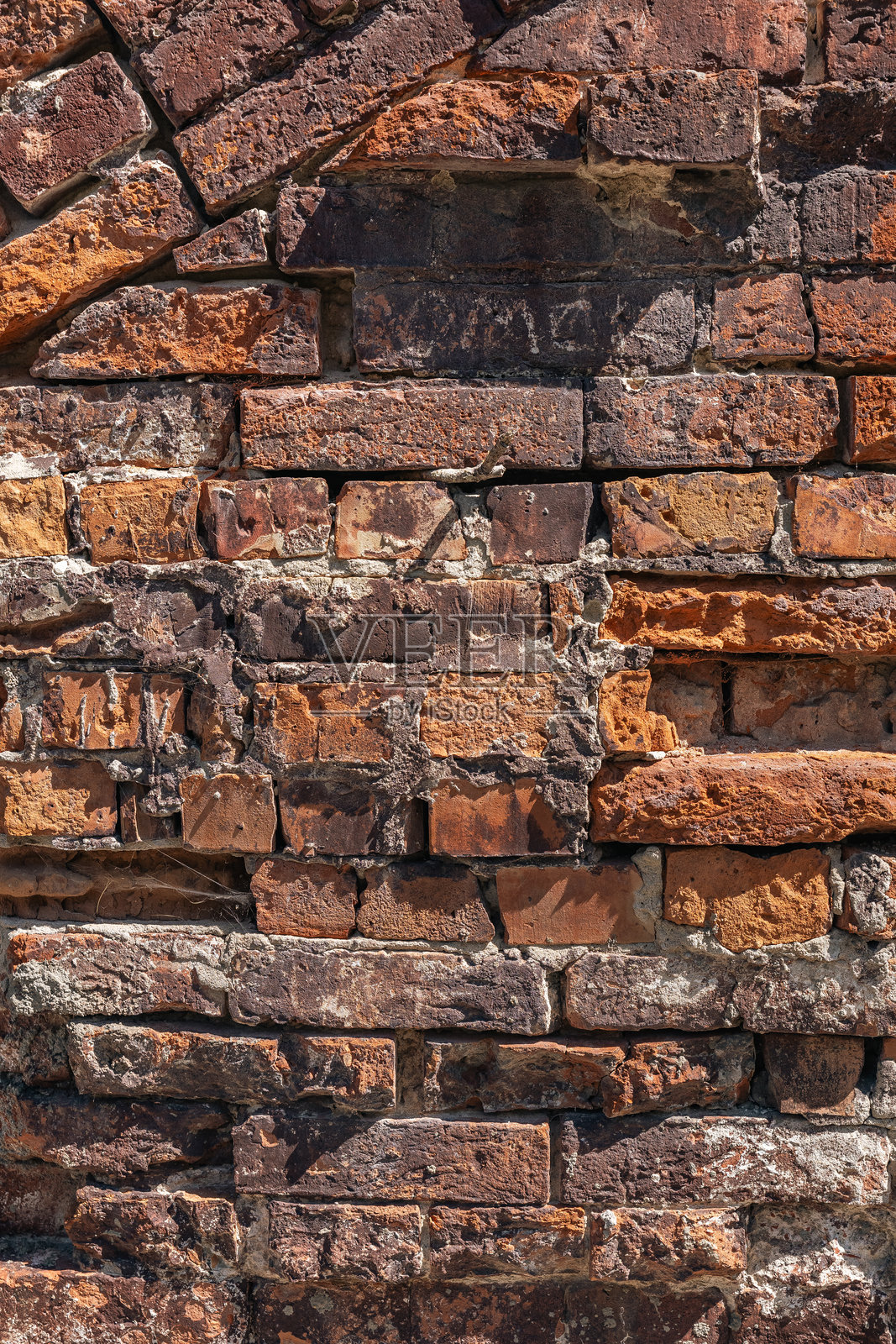 古老的砖墙背景，古代红砖砌体表面。复古的红砖墙纹理背景。照片摄影图片