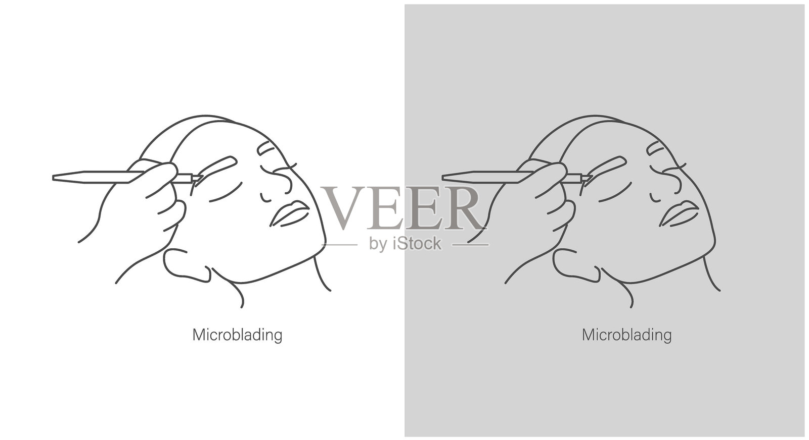 微刺绣矢量图标：半永久眉毛增强，完美勾勒眉形插画图片素材