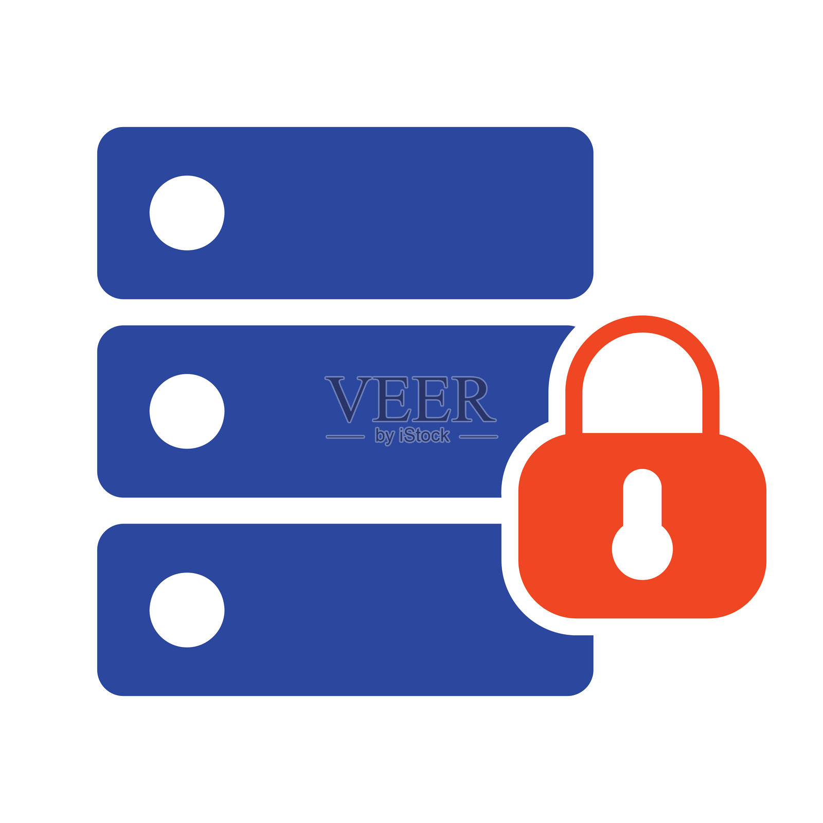 白色背景上的数据库锁图标插画图片素材