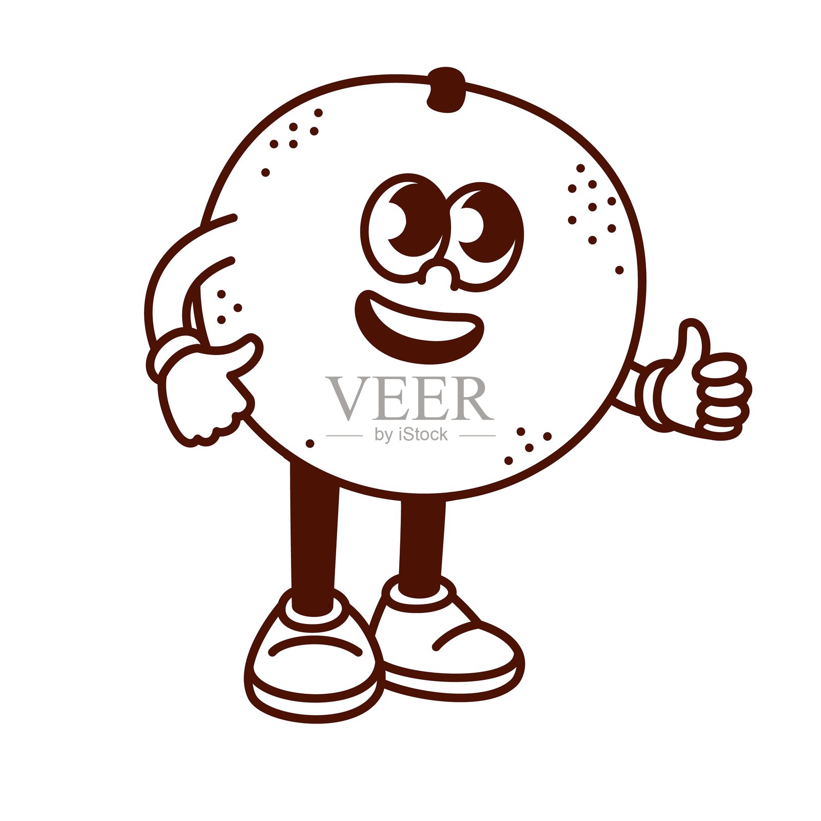 开心的橘子卡通角色竖起大拇指插画图片素材