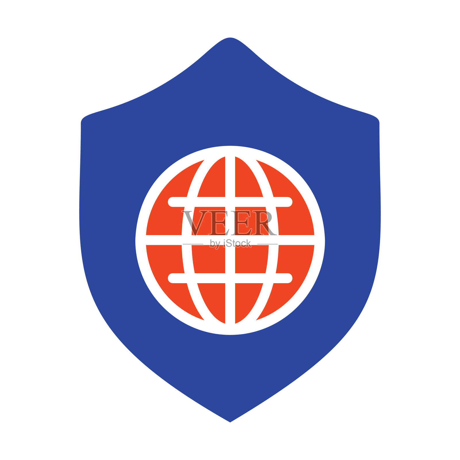 白色背景上的全球保护盾矢量图标插画图片素材