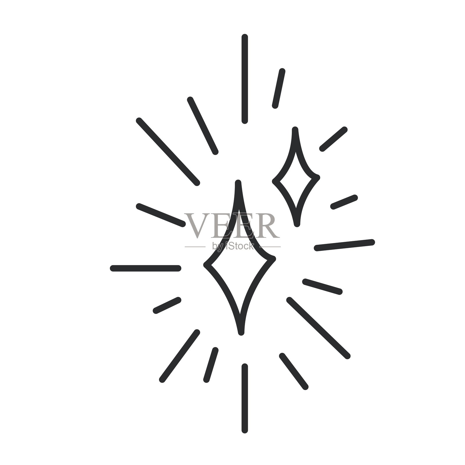 星星闪烁和闪耀的线条图标插画图片素材