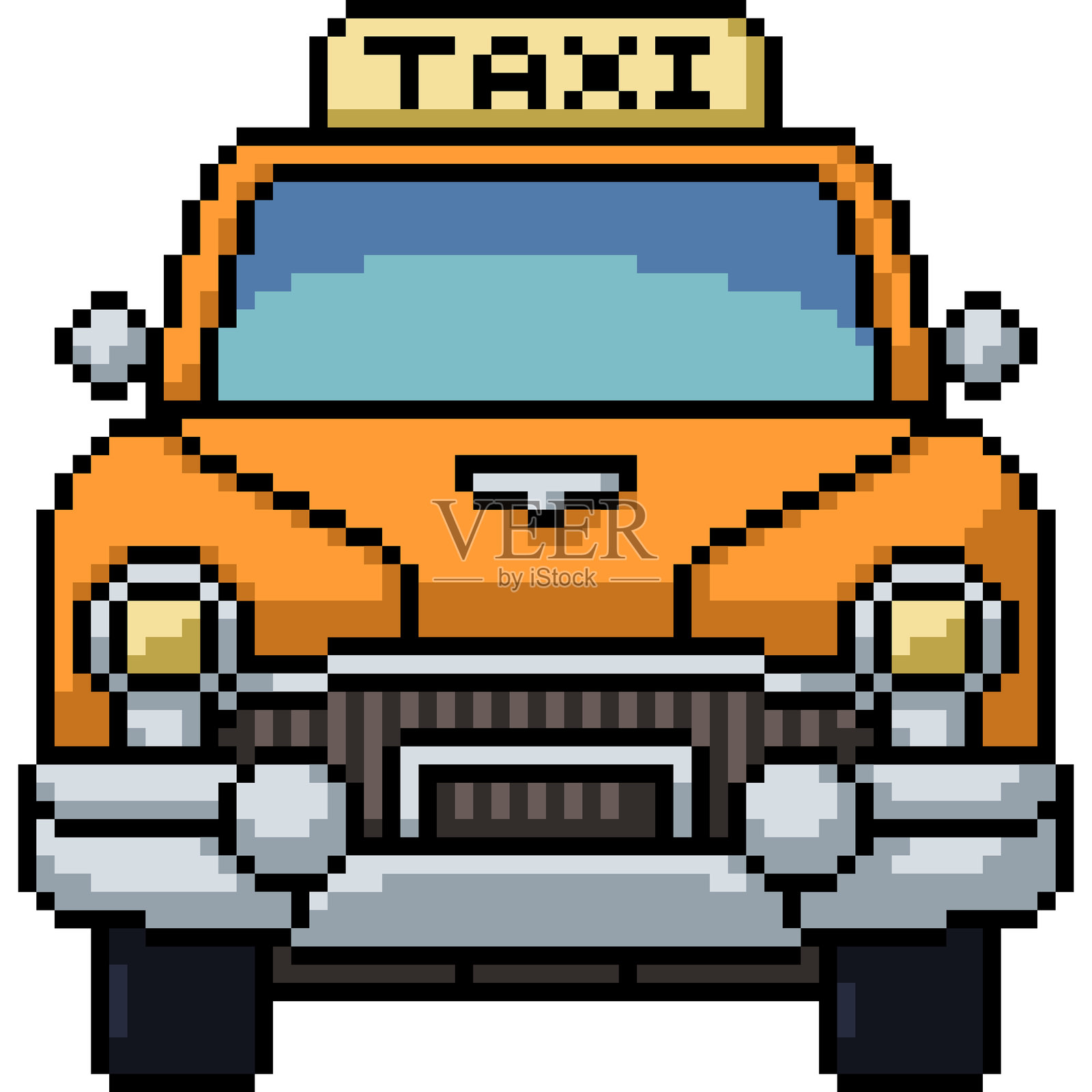 复古出租车的像素艺术插画图片素材