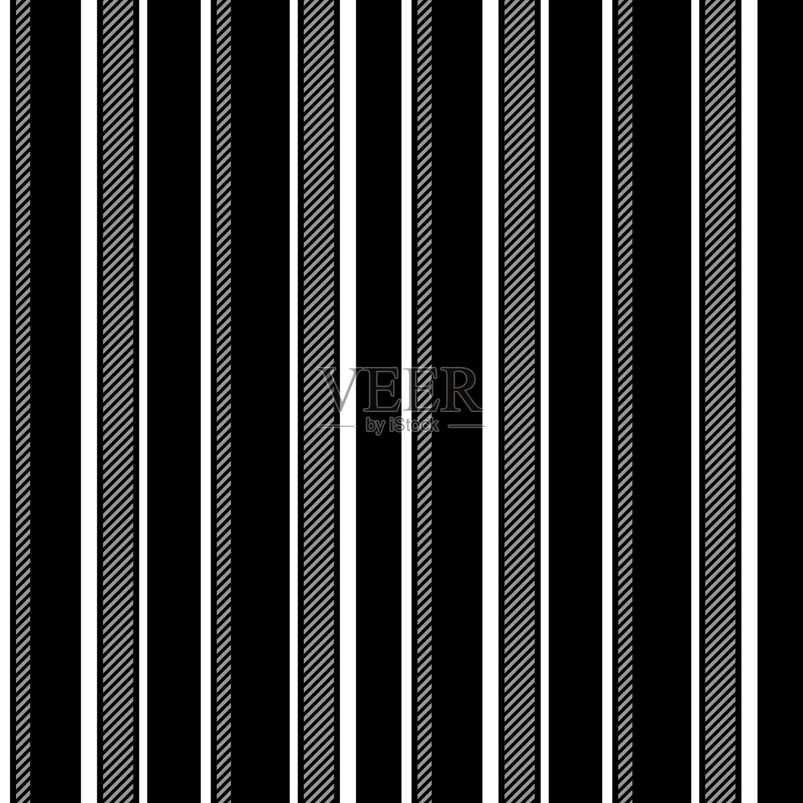 黑色、灰色和白色的无缝条纹抽象图案。这是一幅无缝条纹的矢量插图。插画图片素材