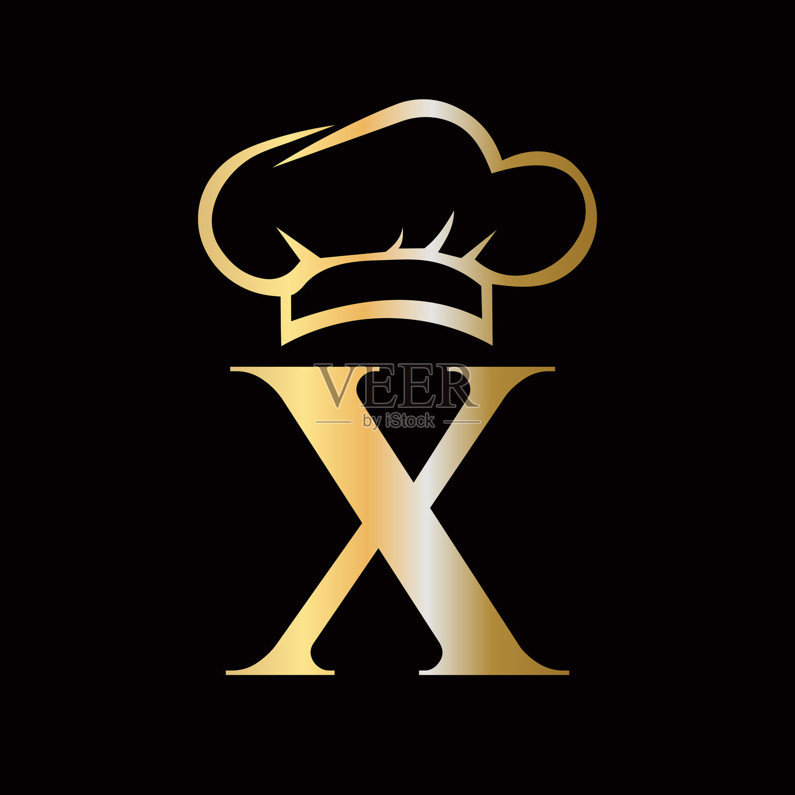 餐厅标志概念：字母X厨师标志矢量模板插画图片素材