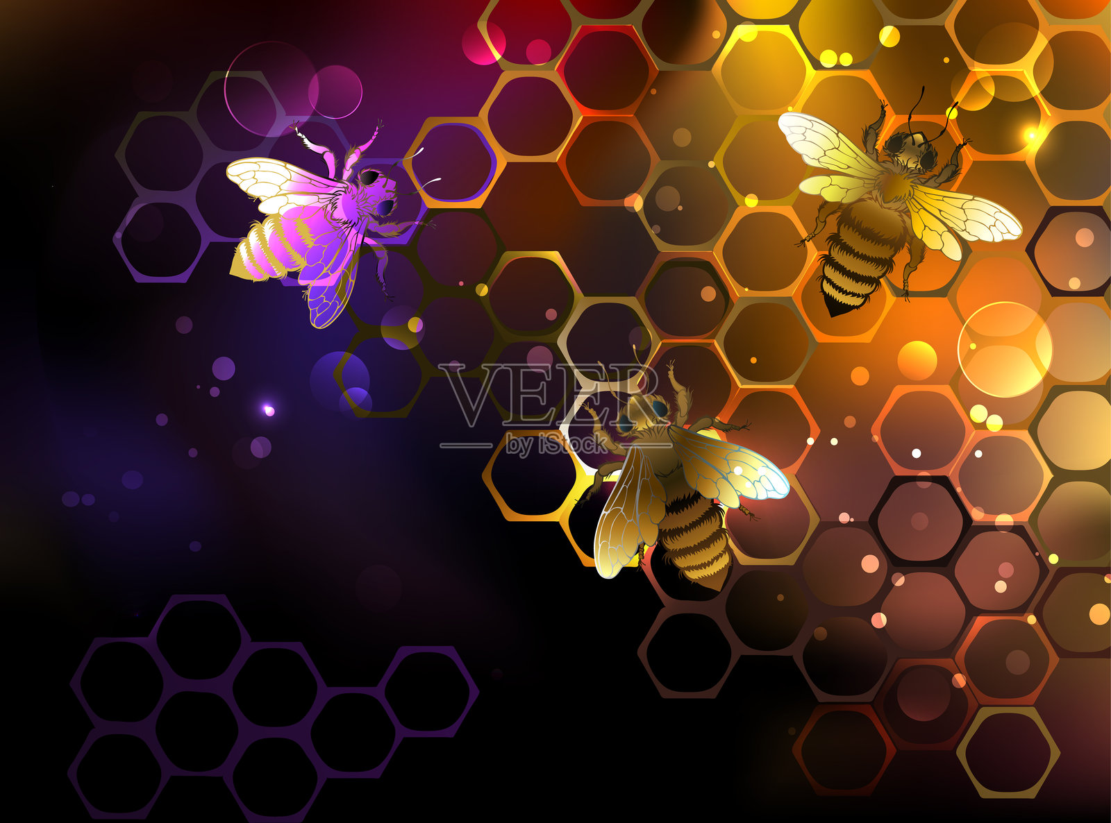 太空蜂窝插画图片素材