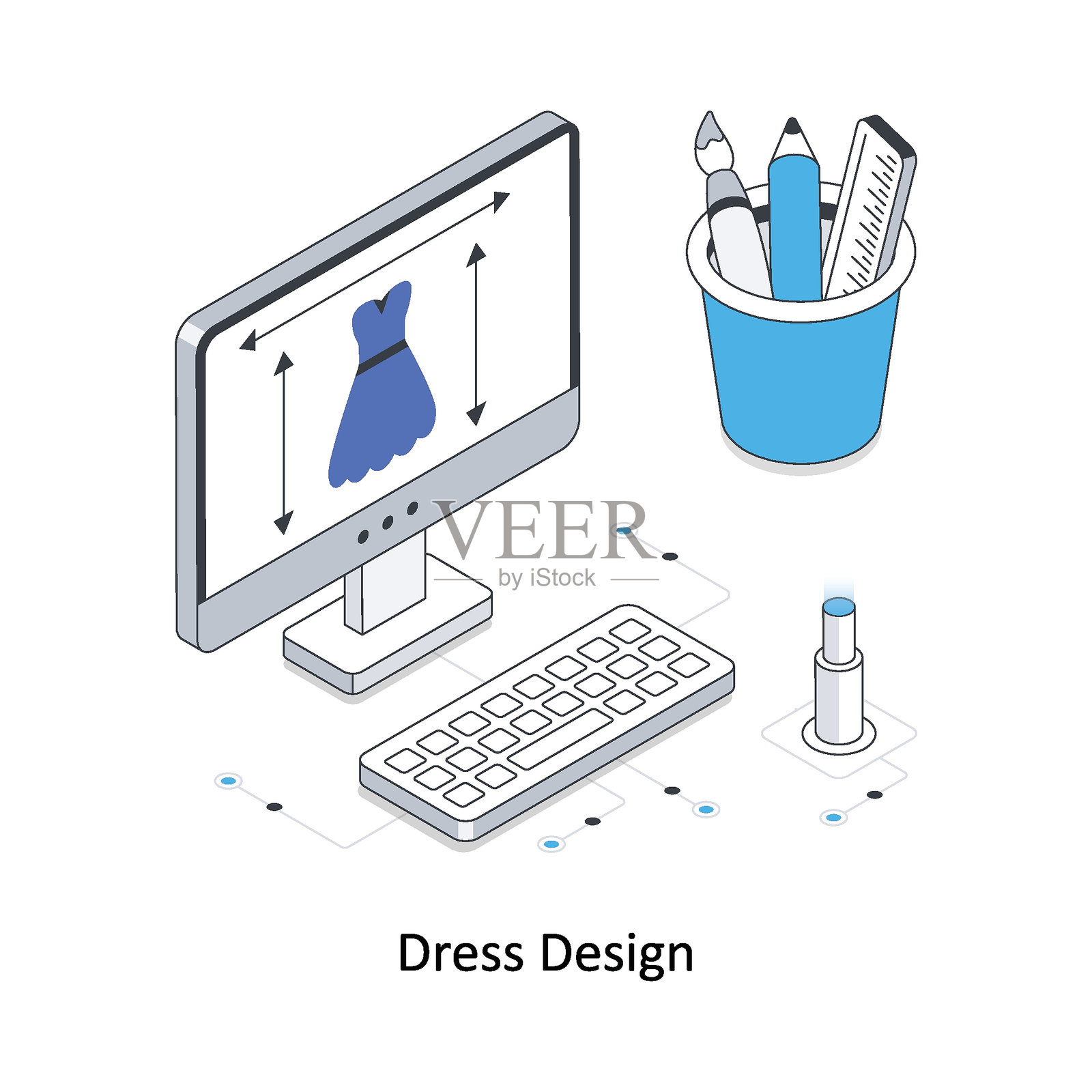 服装设计等距插图。EPS文件插图插画图片素材