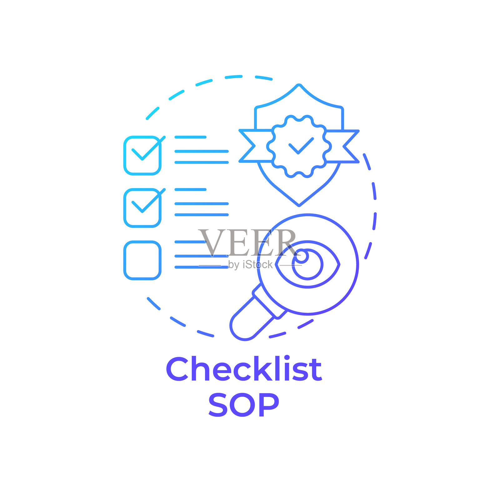 蓝色渐变概念图标的检查清单插画图片素材