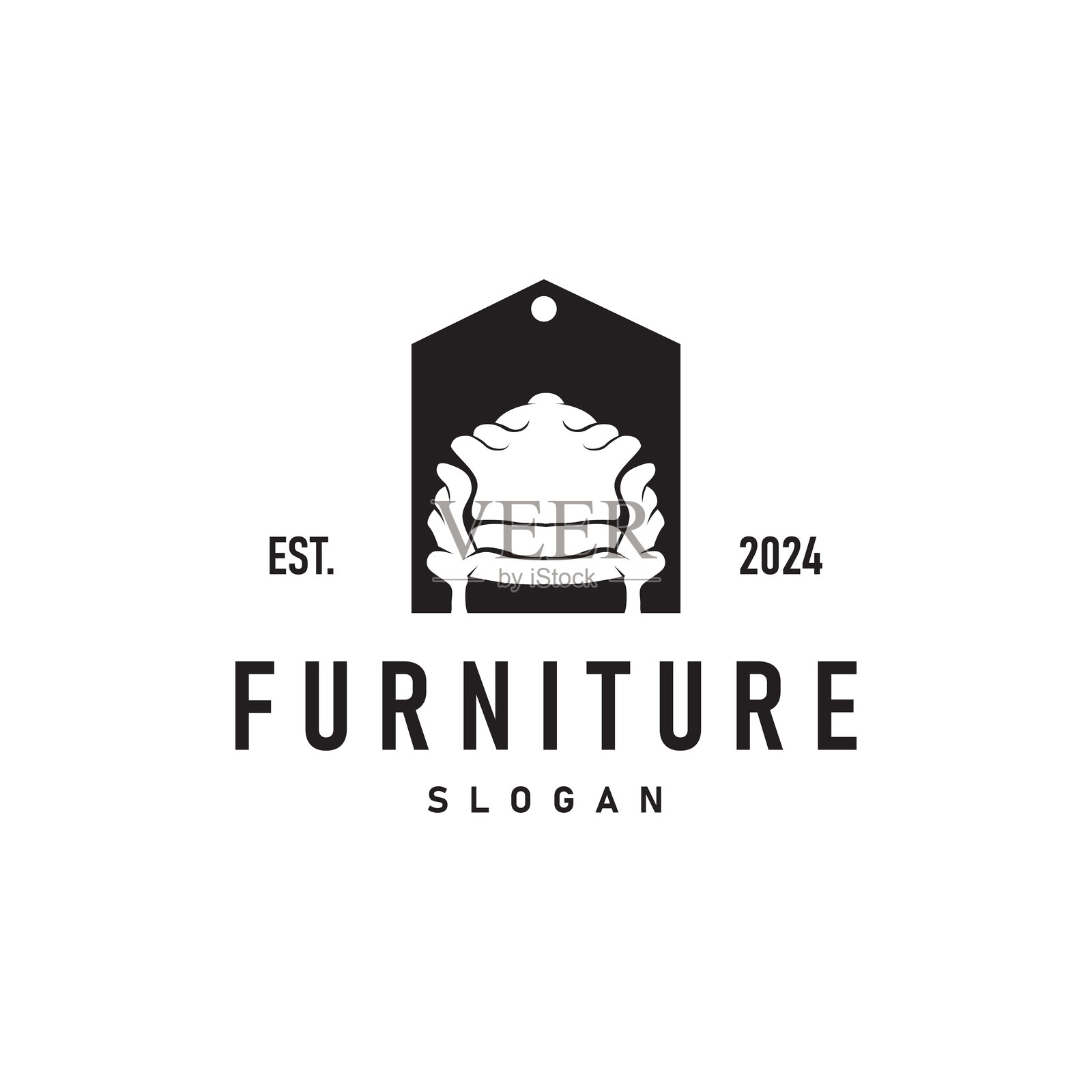 简单优雅的极简主义家居室内家具logo设计插图模板插画图片素材